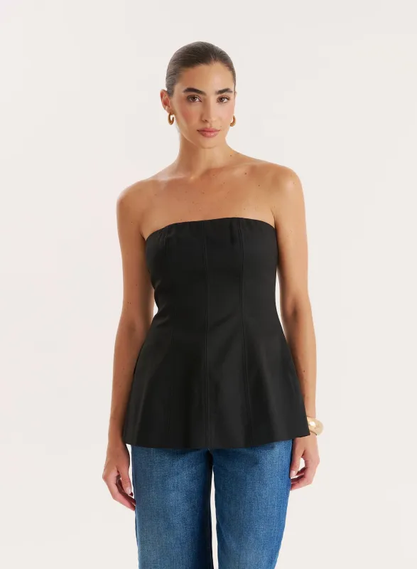 Black Tailored Bandeau Top made by 4th and Reckless