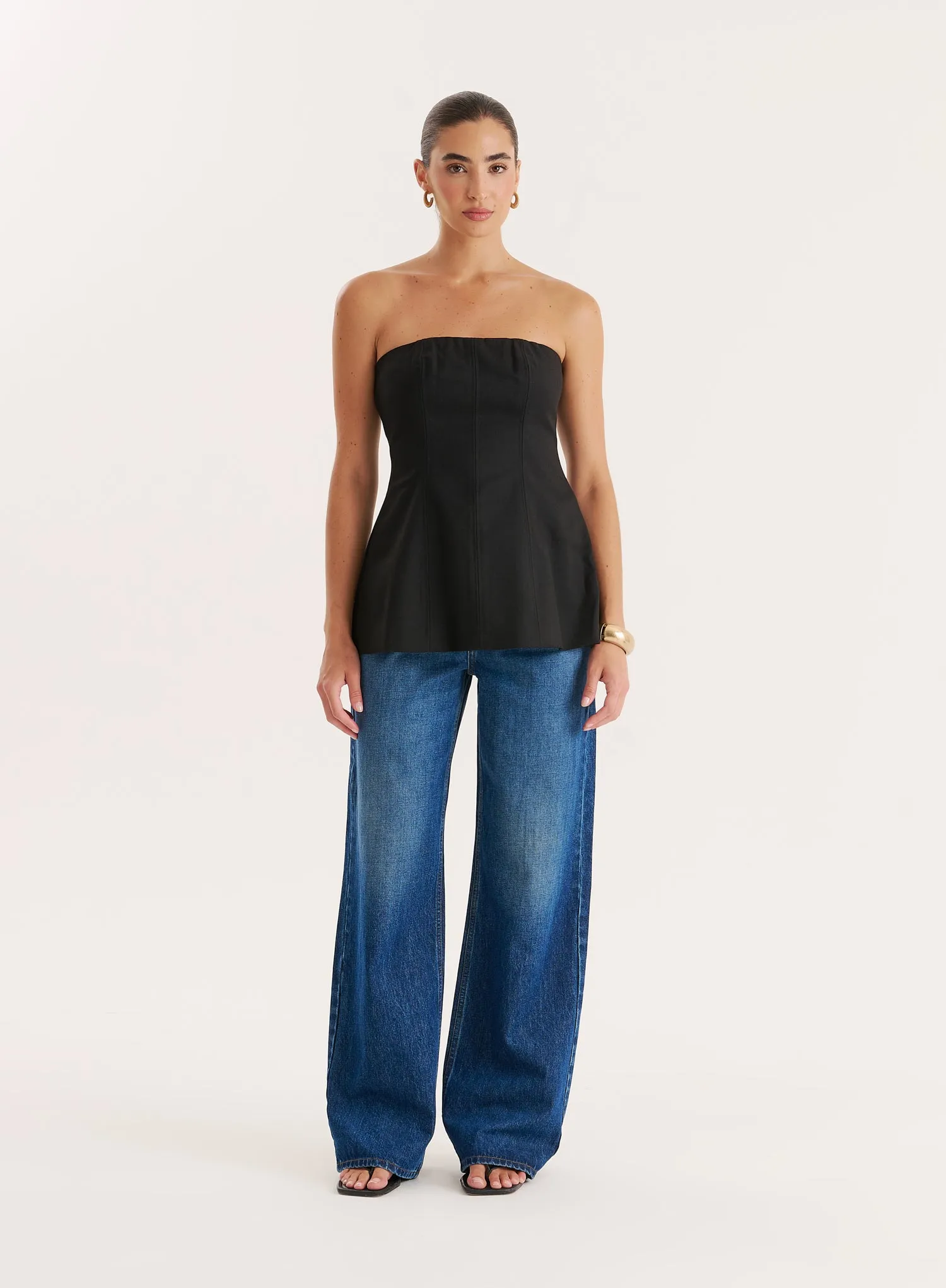 Black Tailored Bandeau Top sold by 4th and Reckless product image thumbnail 2