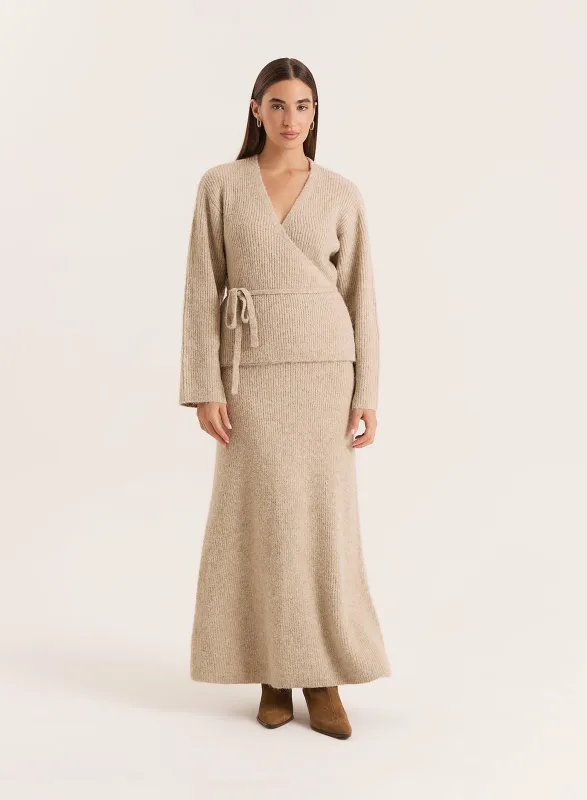 Oatmeal Knitted Maxi Skirt sold by 4th and Reckless