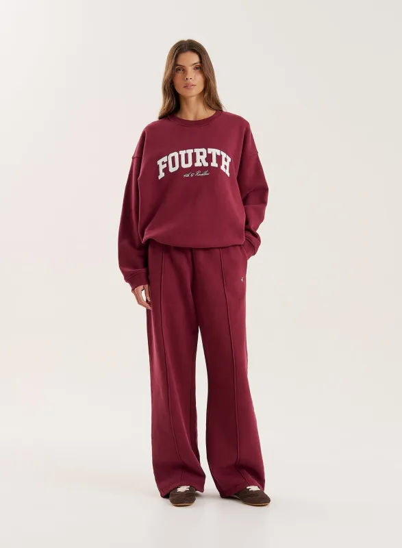Burgundy 4th Wide Leg Branded Joggers sold by 4th and Reckless