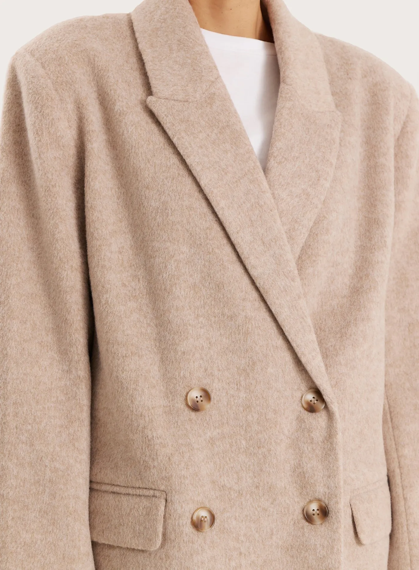 Oatmeal Longline Double Breasted Oversized Blazer sold by 4th and Reckless product image thumbnail 3