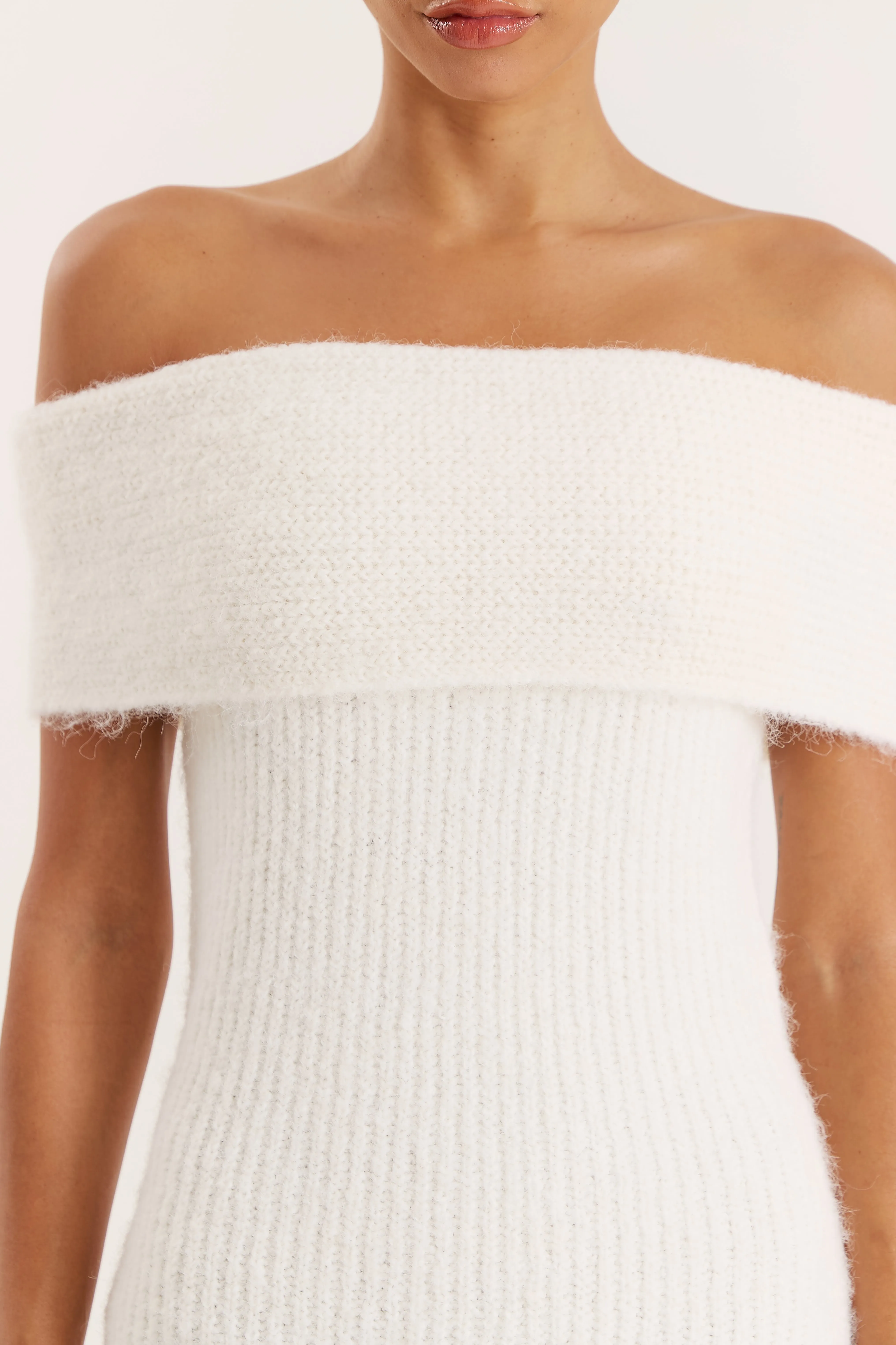 Cream Bardot Knitted Maxi Dress sold by 4th and Reckless product image thumbnail 3