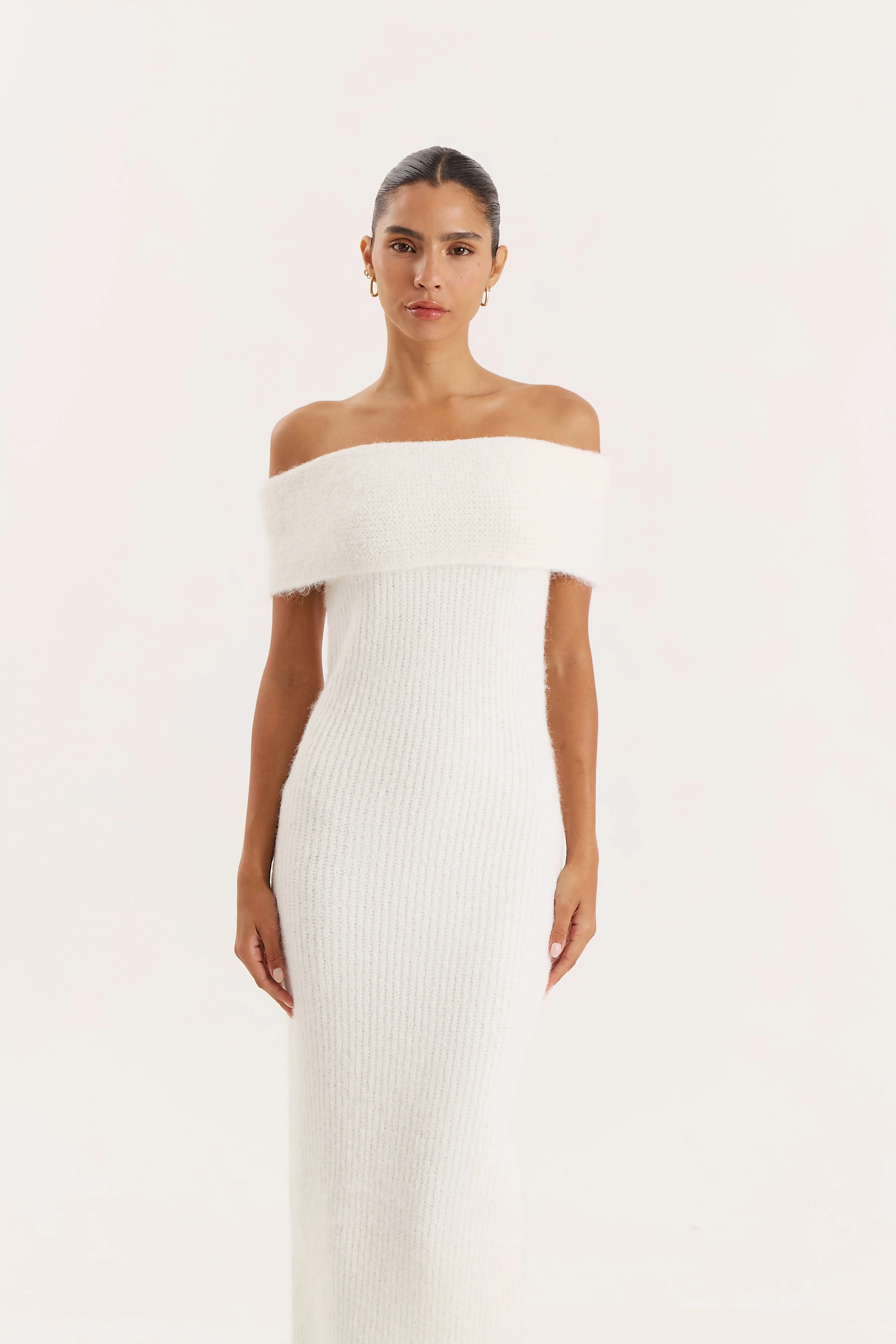 Cream Bardot Knitted Maxi Dress sold by 4th and Reckless product image thumbnail 5
