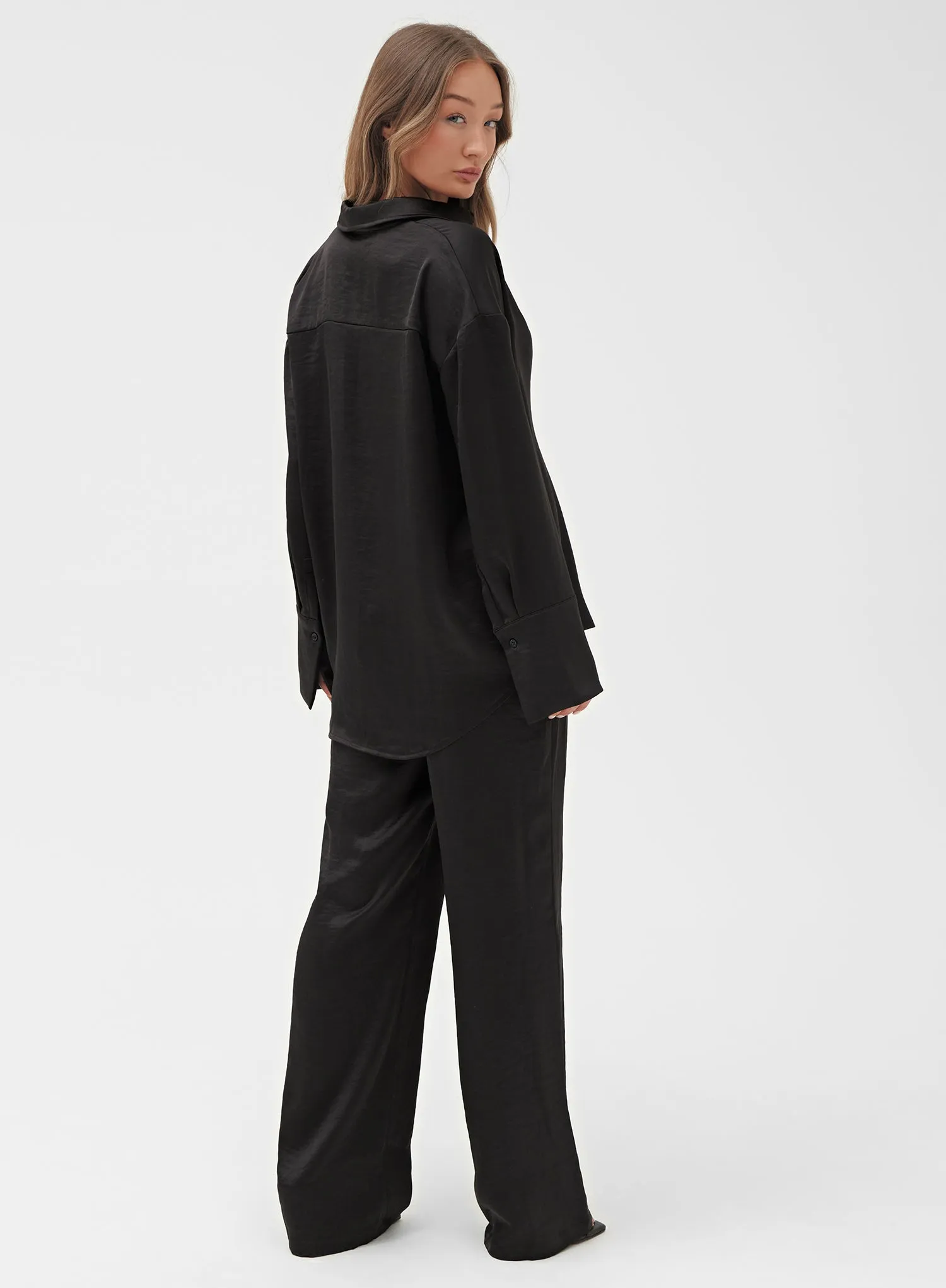 Black Oversized Satin Shirt – Alex sold by 4th and Reckless product image thumbnail 5