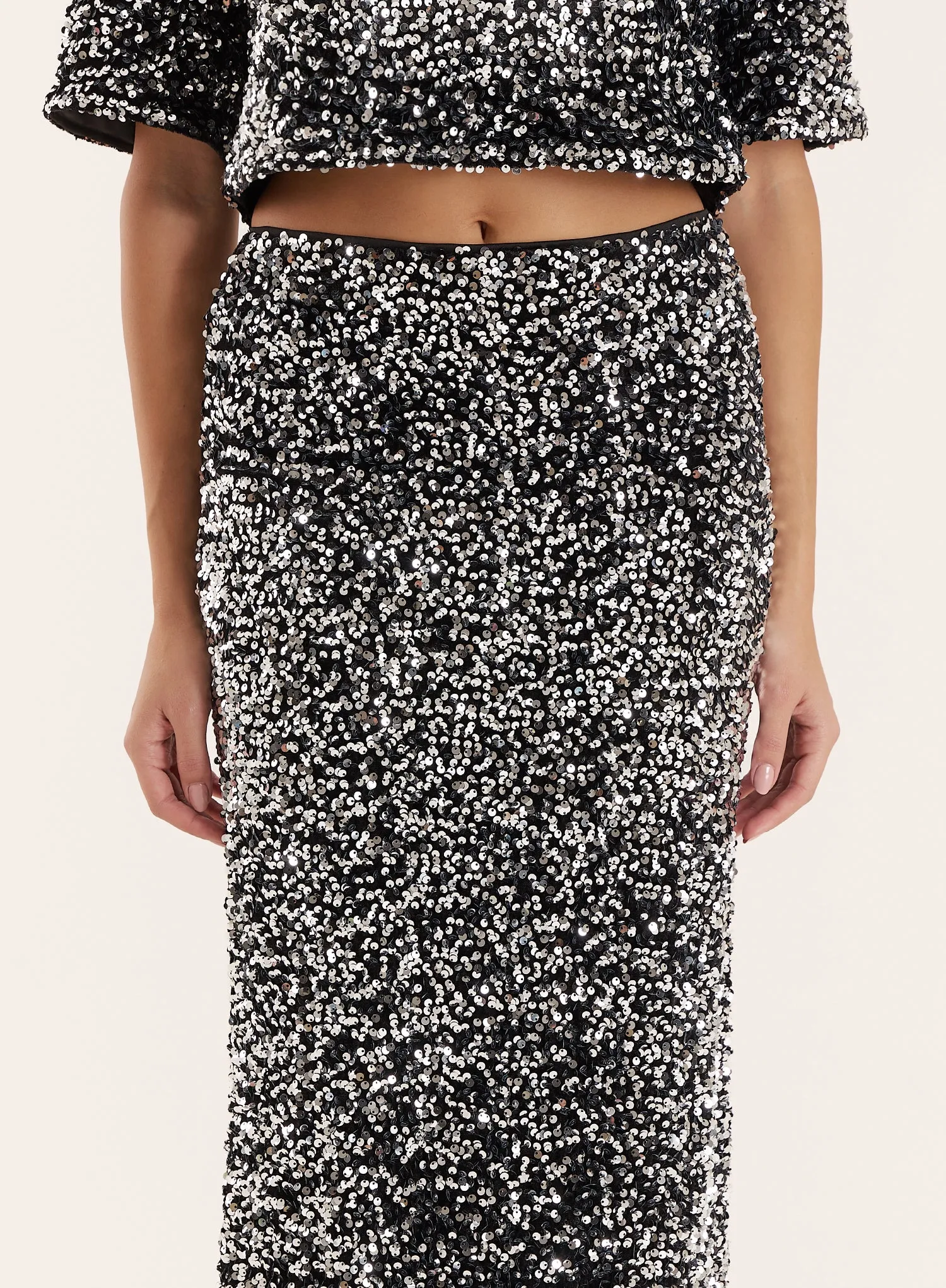 Black Sequin Maxi Skirt sold by 4th and Reckless product image thumbnail 3