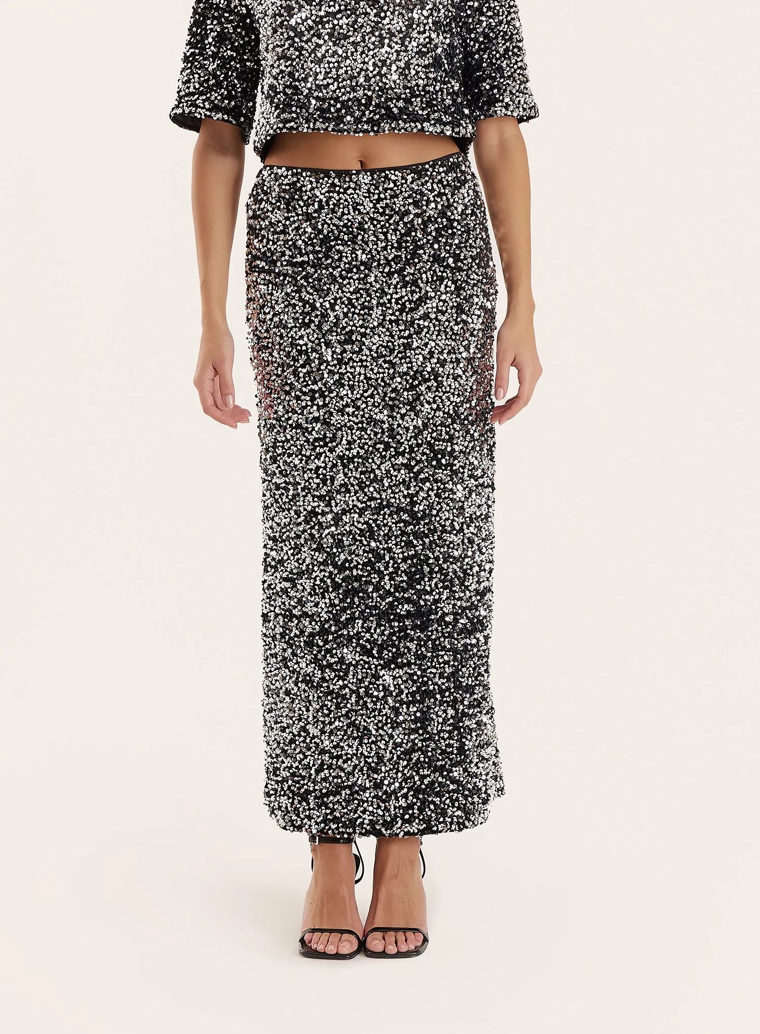 Black Sequin Maxi Skirt sold by 4th and Reckless product image thumbnail 5