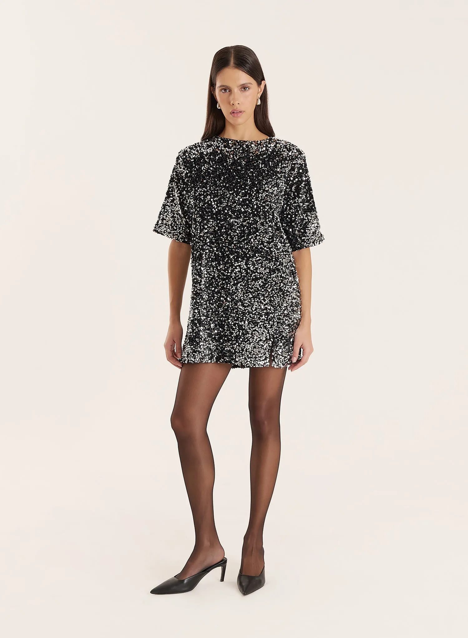 Black Sequin Bow Tie Back Mini Dress sold by 4th and Reckless product image thumbnail 2