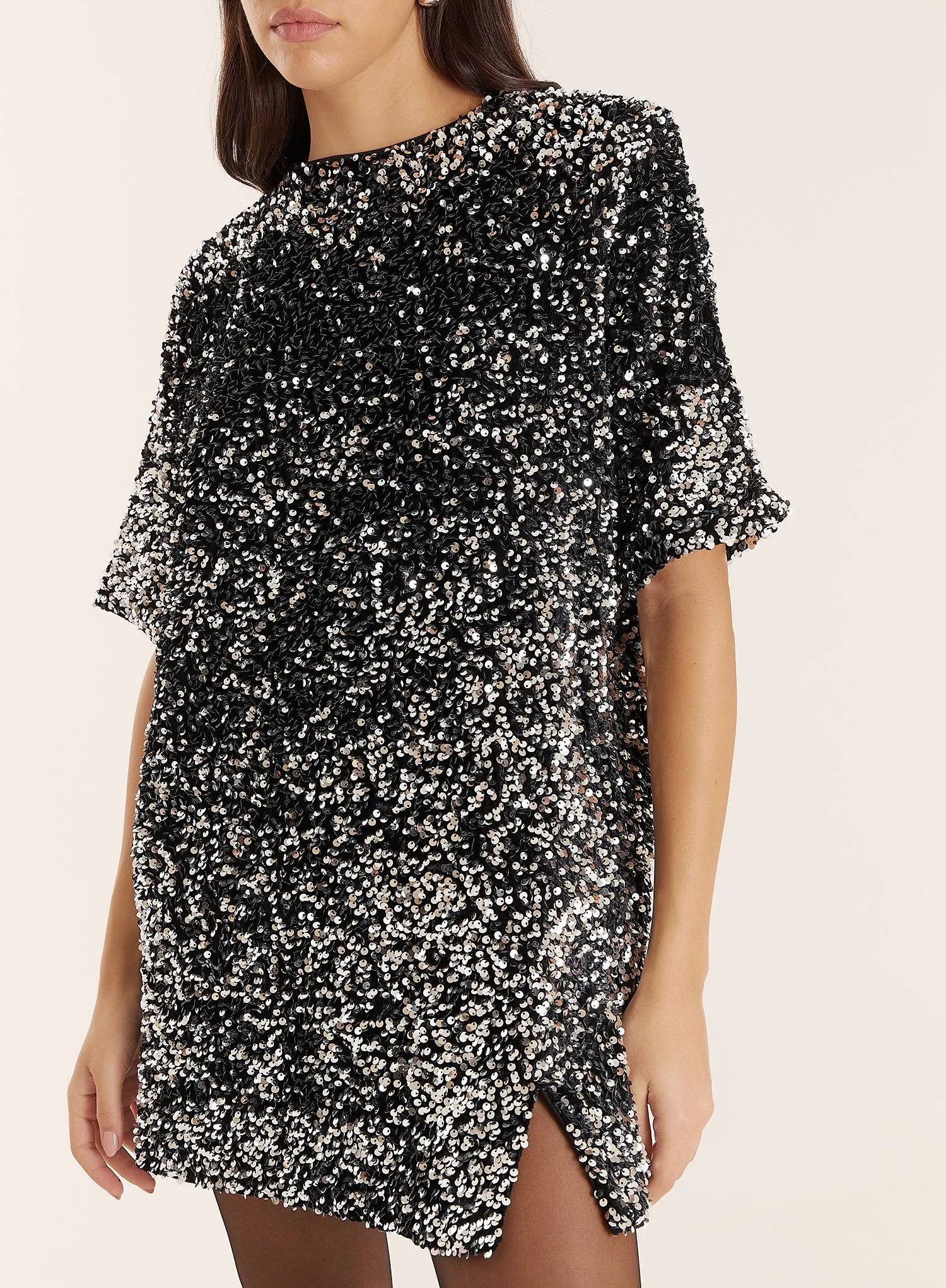 Black Sequin Bow Tie Back Mini Dress sold by 4th and Reckless product image thumbnail 3