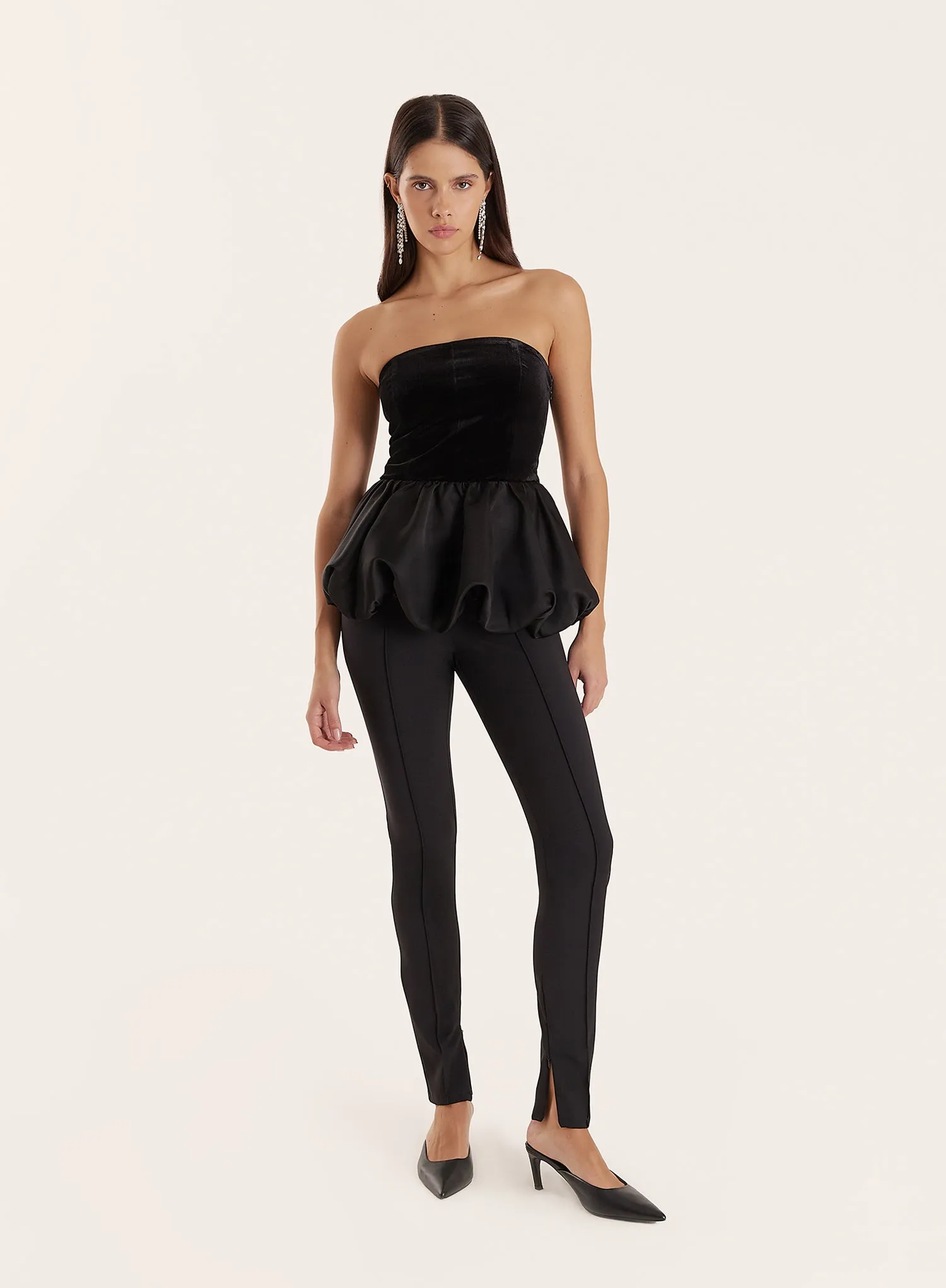 Black Velvet Peplum Corset Top sold by 4th and Reckless product image thumbnail 2