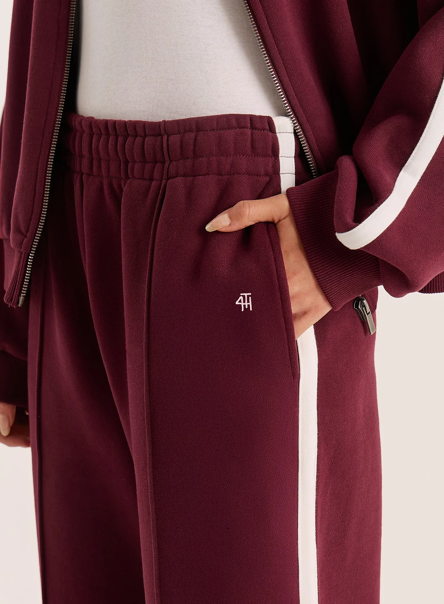 Burgundy Side Striped 4th Branded Joggers sold by 4th and Reckless product image thumbnail 3