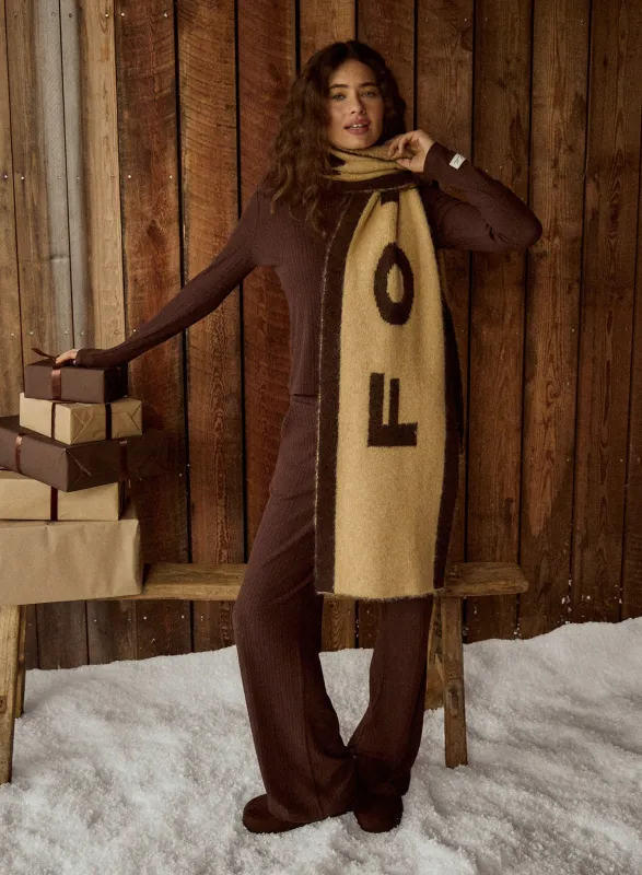 Beige Knit Fourth Branded Scarf sold by 4th and Reckless