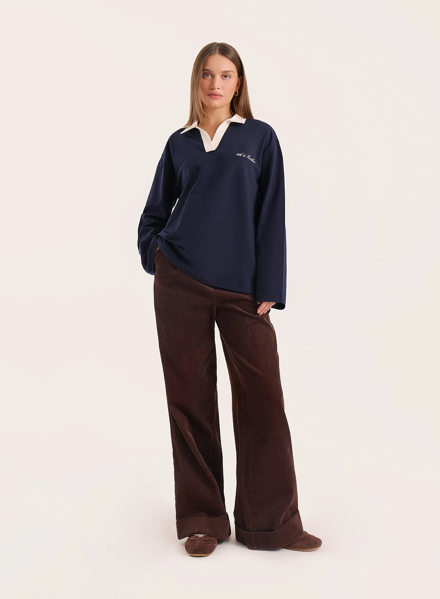 Navy Branded Contrast Collar Rugby Shirt sold by 4th and Reckless product image thumbnail 2