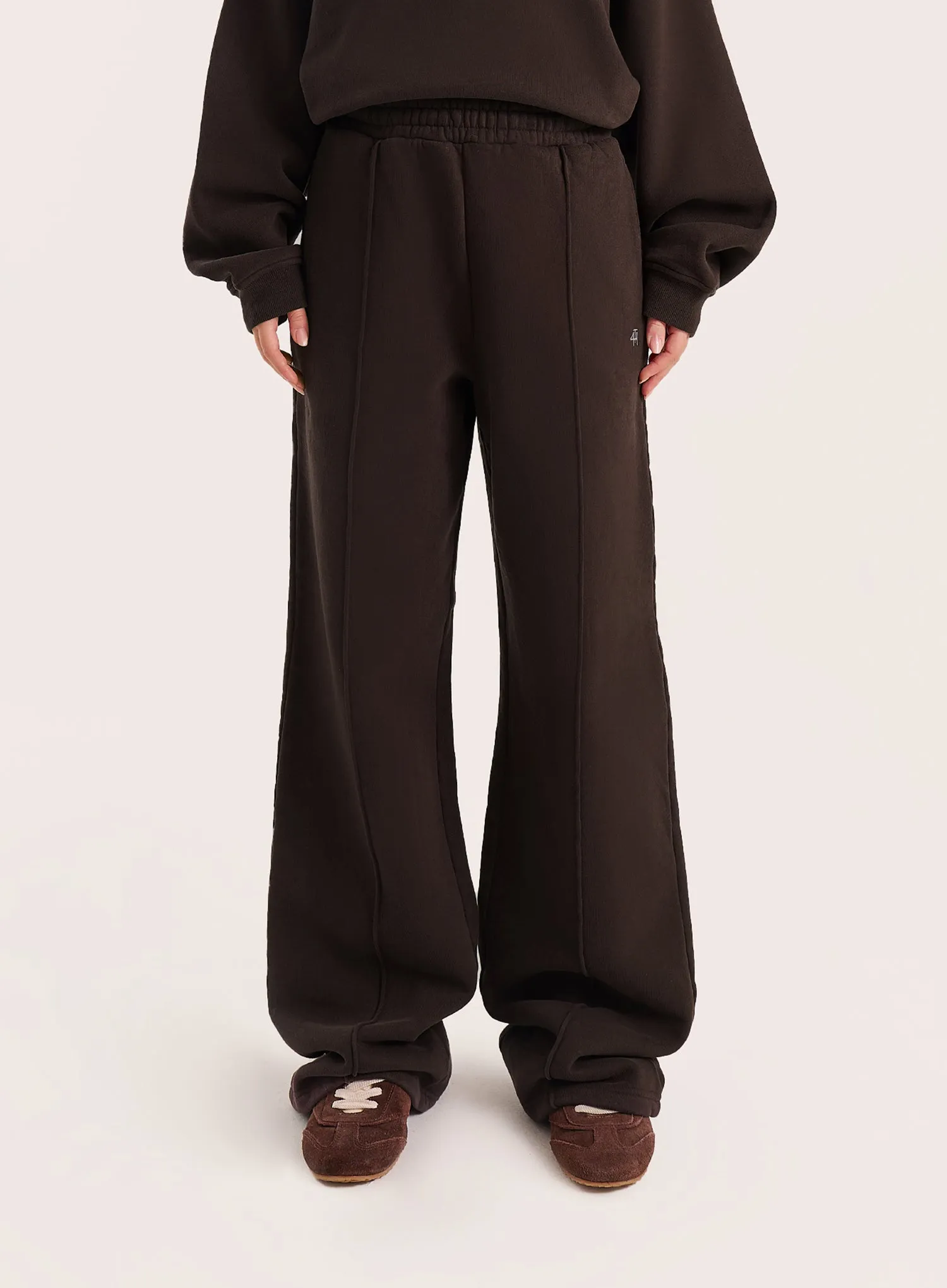 Chocolate 4th Wide Leg Branded Joggers sold by 4th and Reckless product image thumbnail 4