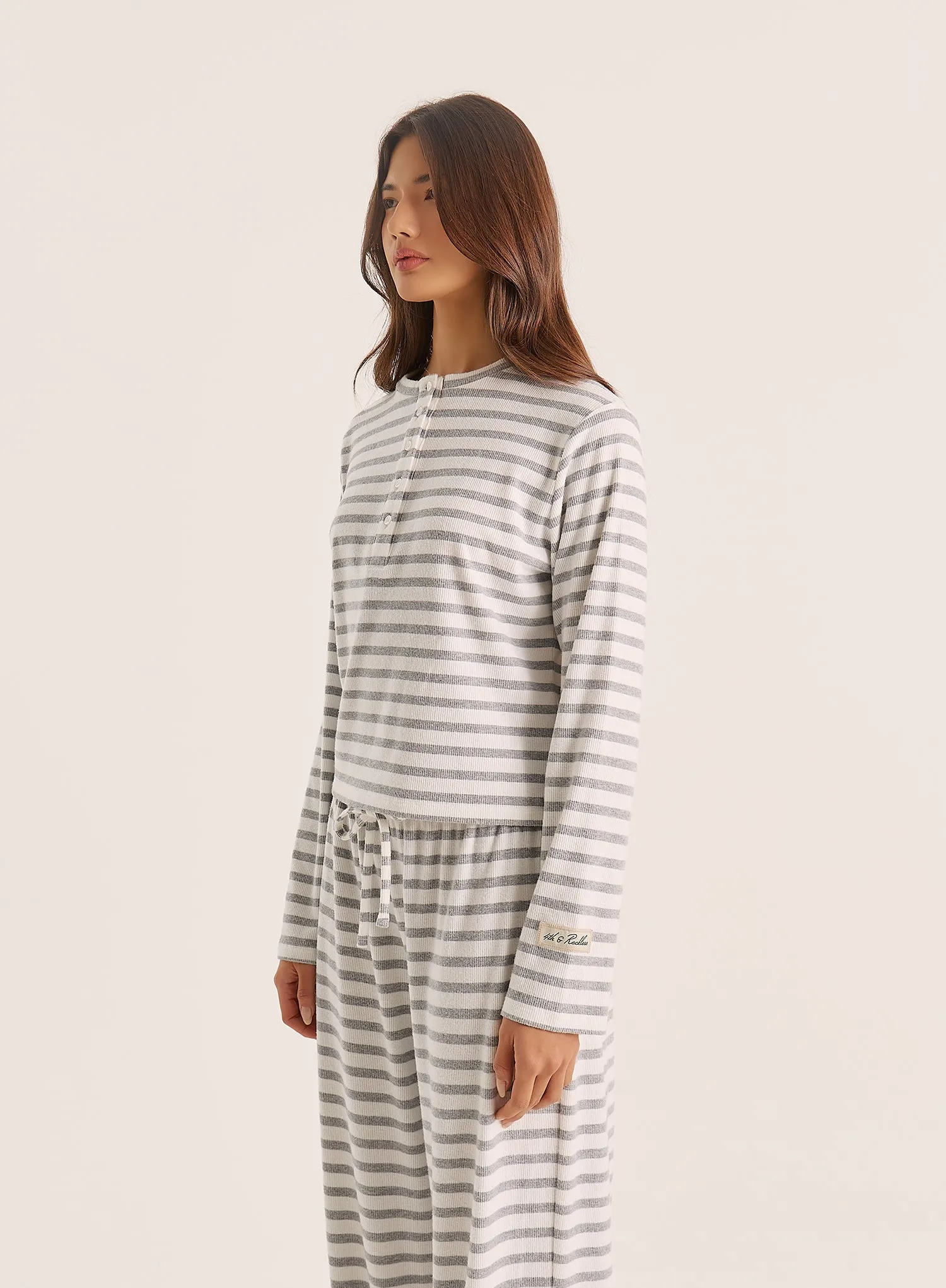 Light Grey Striped Jersey Ribbed Top sold by 4th and Reckless product image thumbnail 4