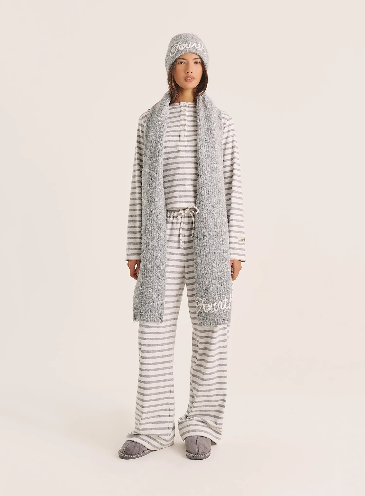 Light Grey Striped Jersey Ribbed Top sold by 4th and Reckless product image thumbnail 5