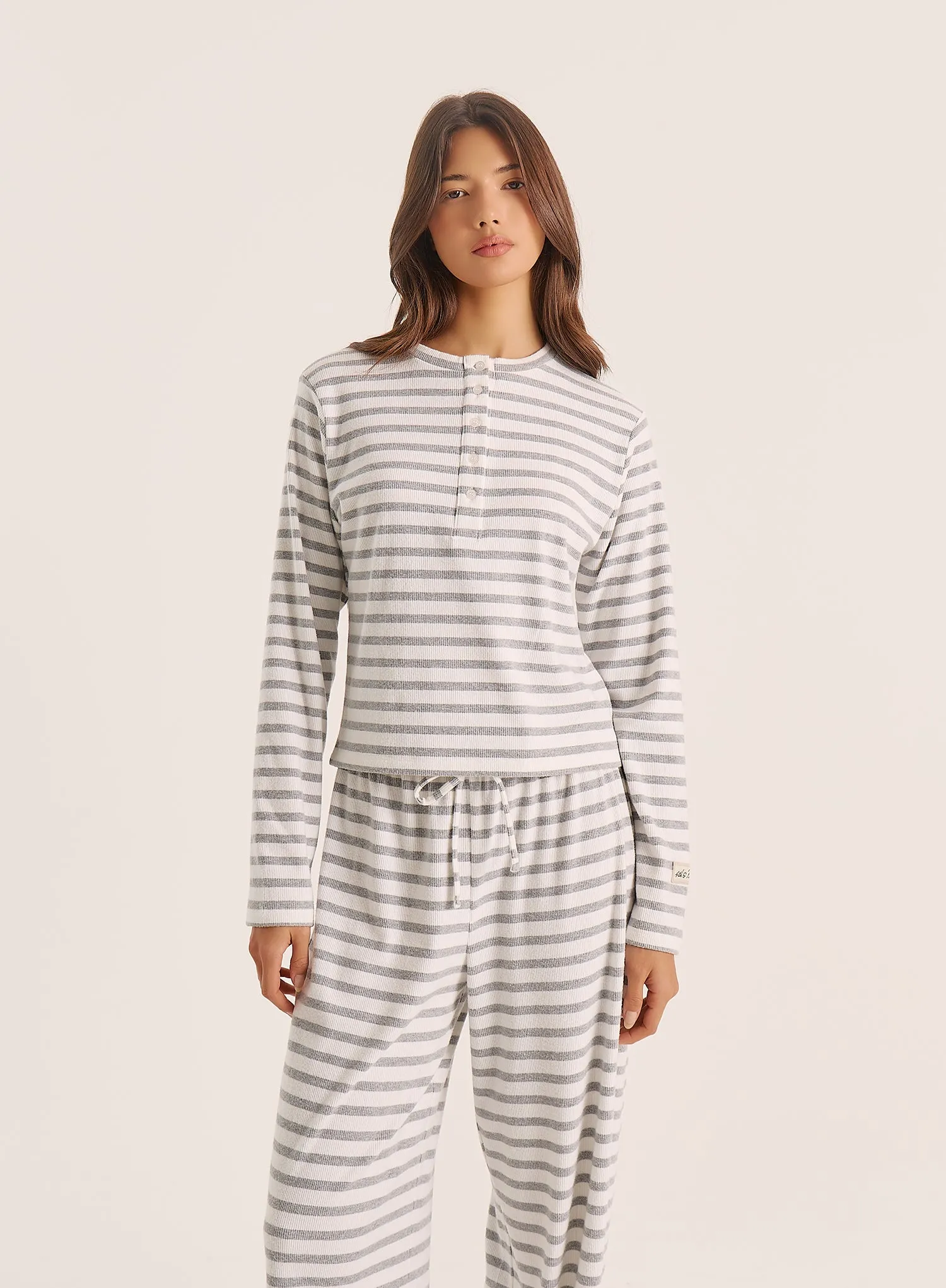 Light Grey Striped Jersey Ribbed Top sold by 4th and Reckless product image thumbnail 2