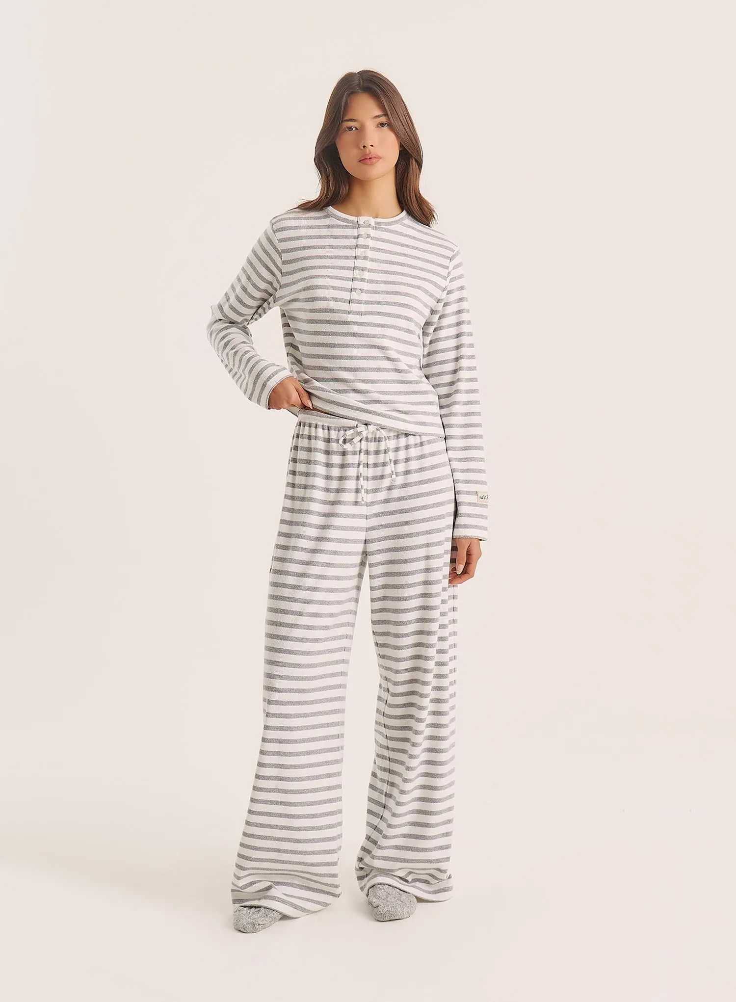 Light Grey Striped Jersey Ribbed Top sold by 4th and Reckless product image thumbnail 3