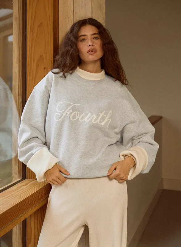 Light Grey Fourth Script Slogan Sweatshirt sold by 4th and Reckless
