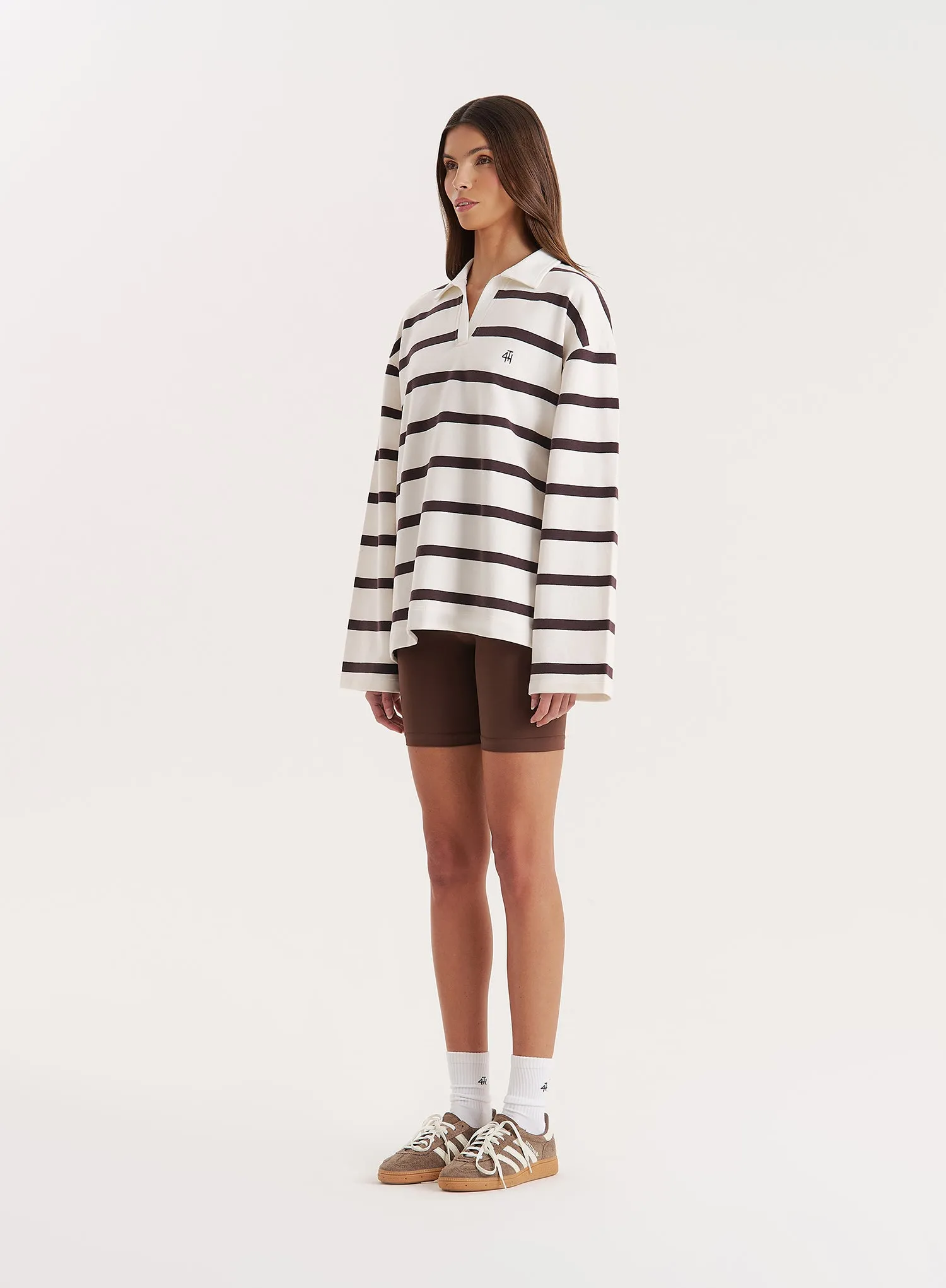 Cream Stripe Oversized Rugby Top sold by 4th and Reckless product image thumbnail 2