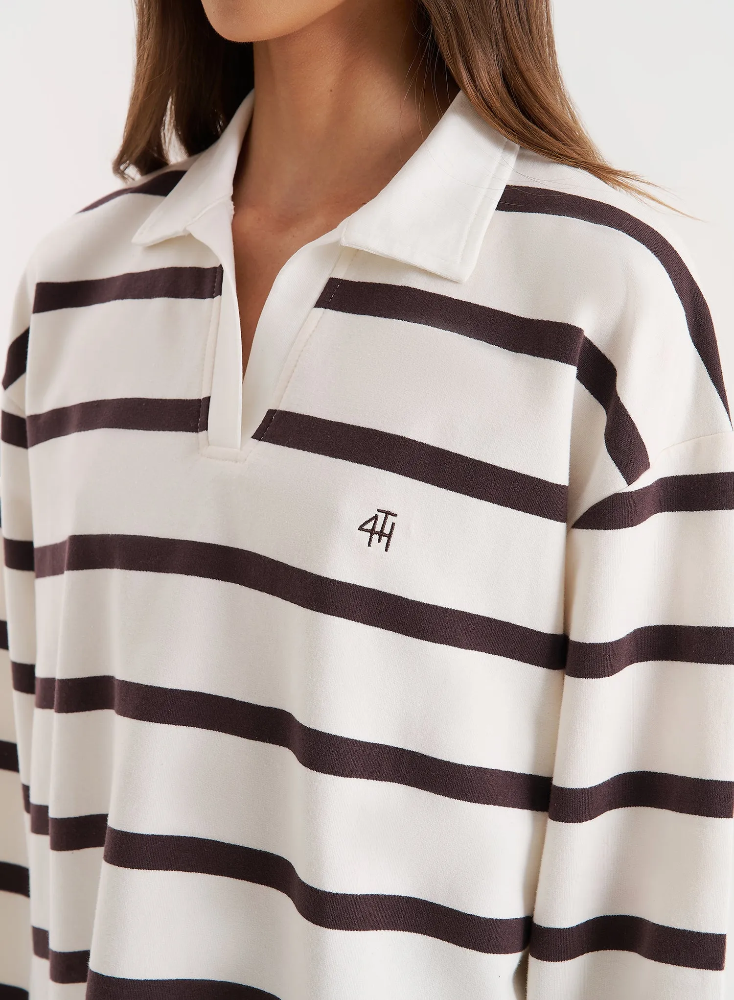 Cream Stripe Oversized Rugby Top sold by 4th and Reckless product image thumbnail 3