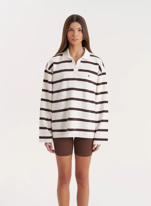 Cream Stripe Oversized Rugby Top sold by 4th and Reckless