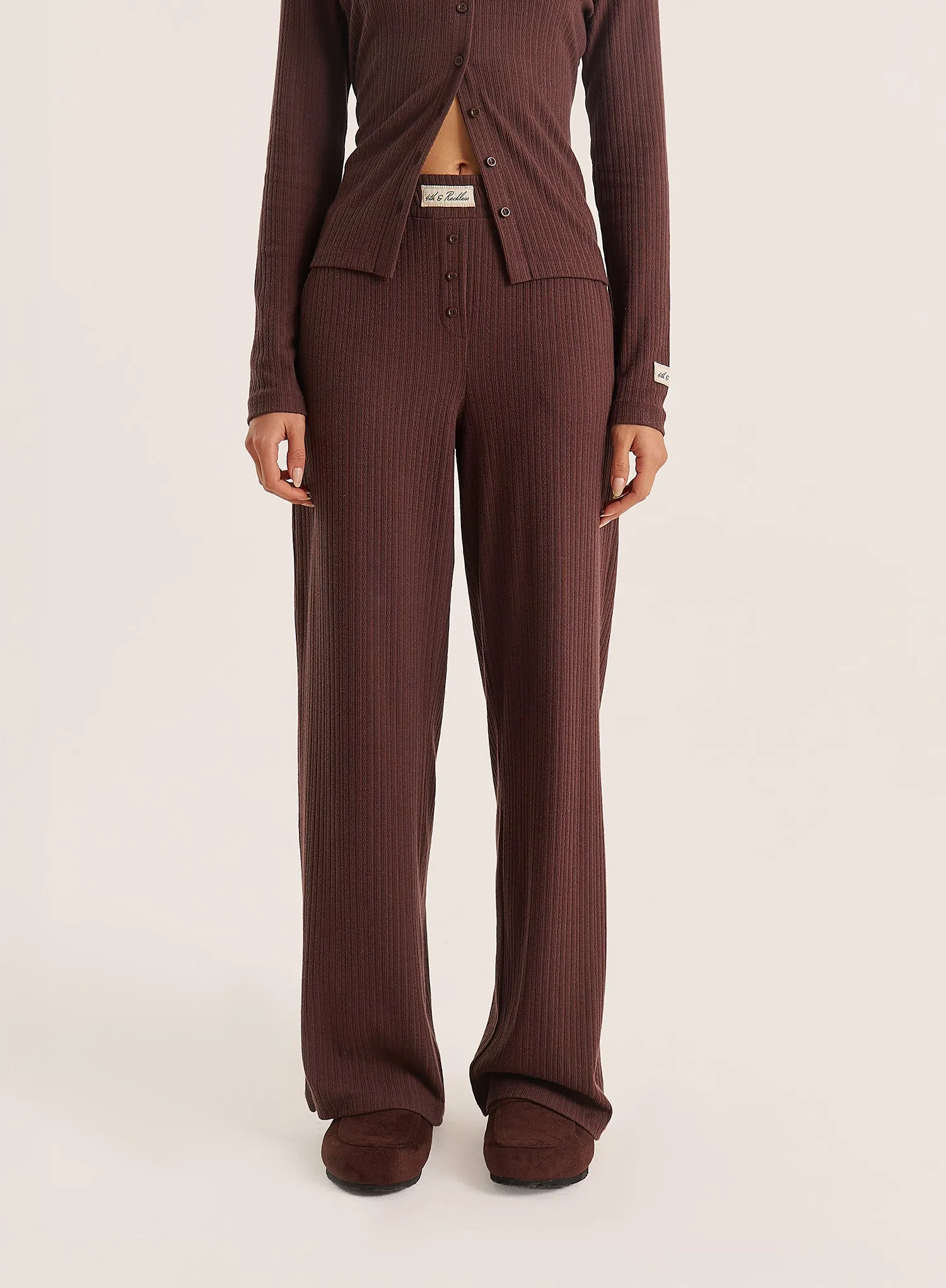 Chocolate Logo Waistband Pointelle Trousers sold by 4th and Reckless product image thumbnail 5