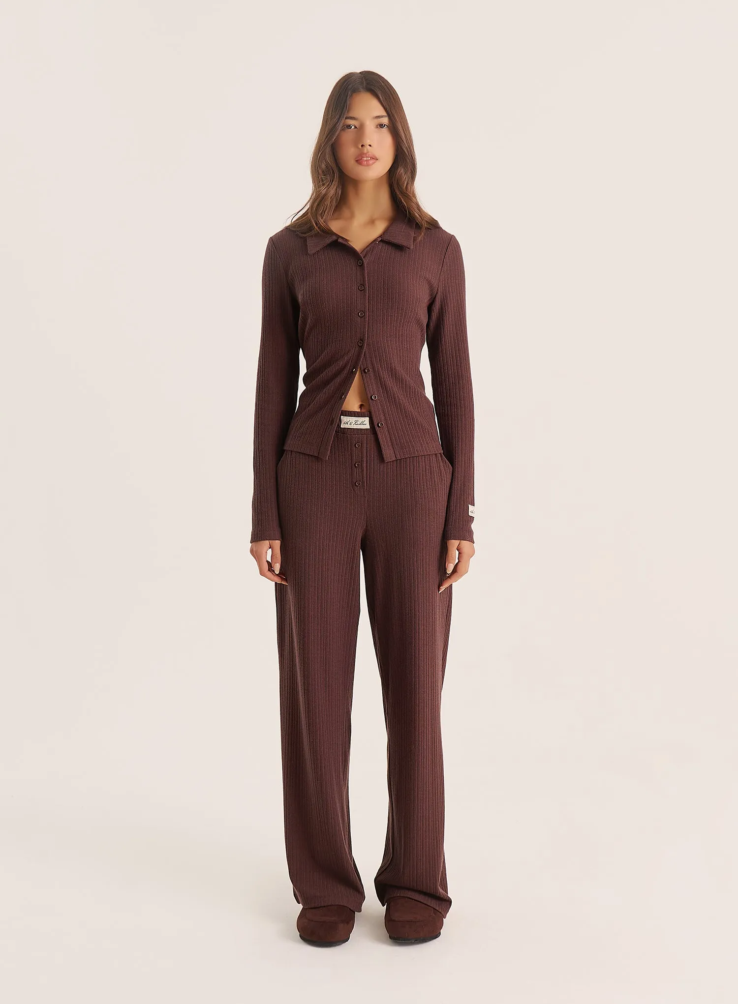 Chocolate Logo Waistband Pointelle Trousers sold by 4th and Reckless product image thumbnail 2