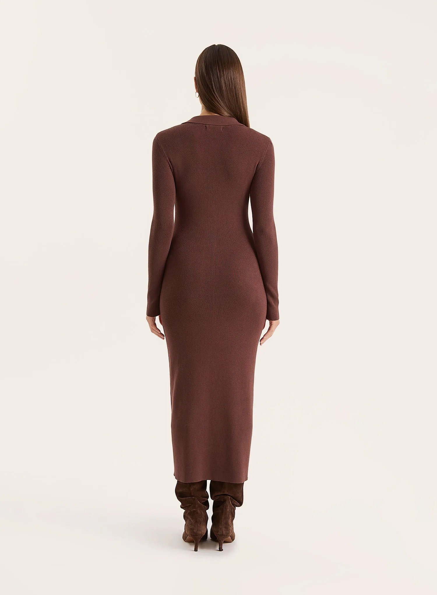 Chocolate Collared Button Down Knitted Dress sold by 4th and Reckless product image thumbnail 5