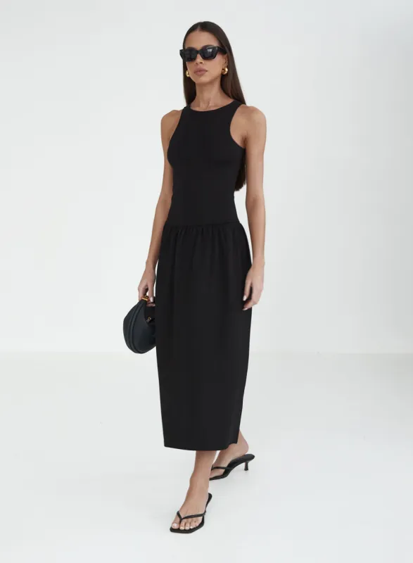 Black Jersey Drop Waist Dress- Shannon sold by 4th and Reckless