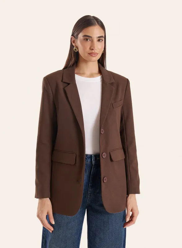 Chocolate Tailored Blazer made by 4th and Reckless