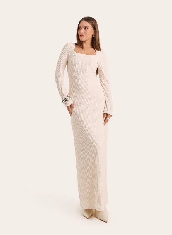 Ecru Square Neck Long Sleeve Maxi Dress made by 4th and Reckless