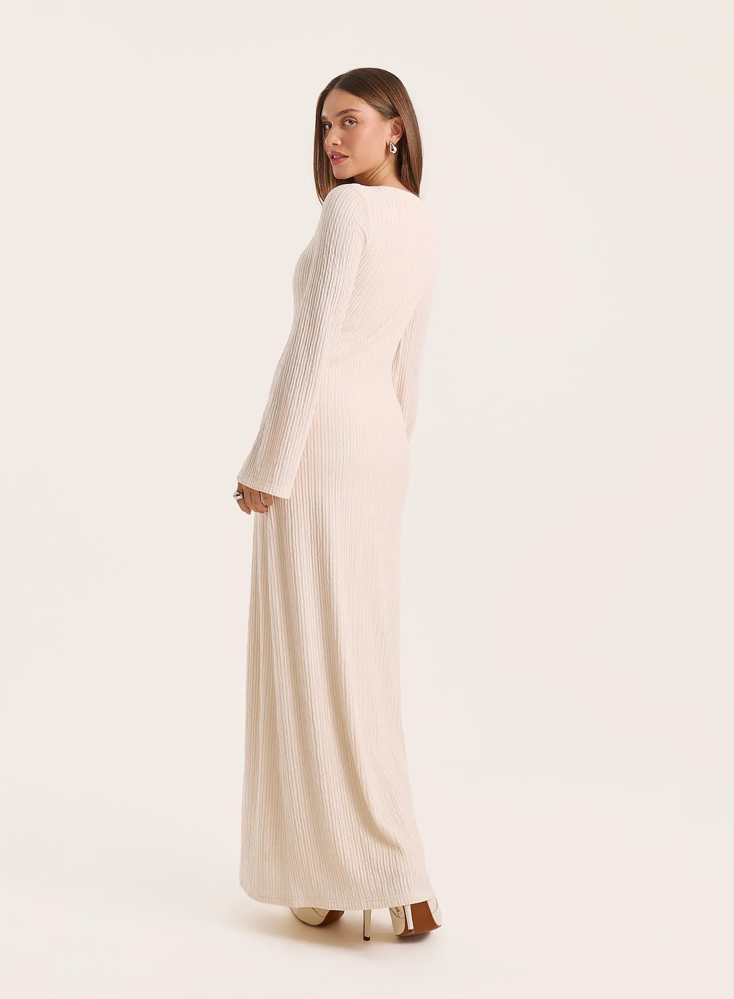 Ecru Square Neck Long Sleeve Maxi Dress sold by 4th and Reckless product image thumbnail 5