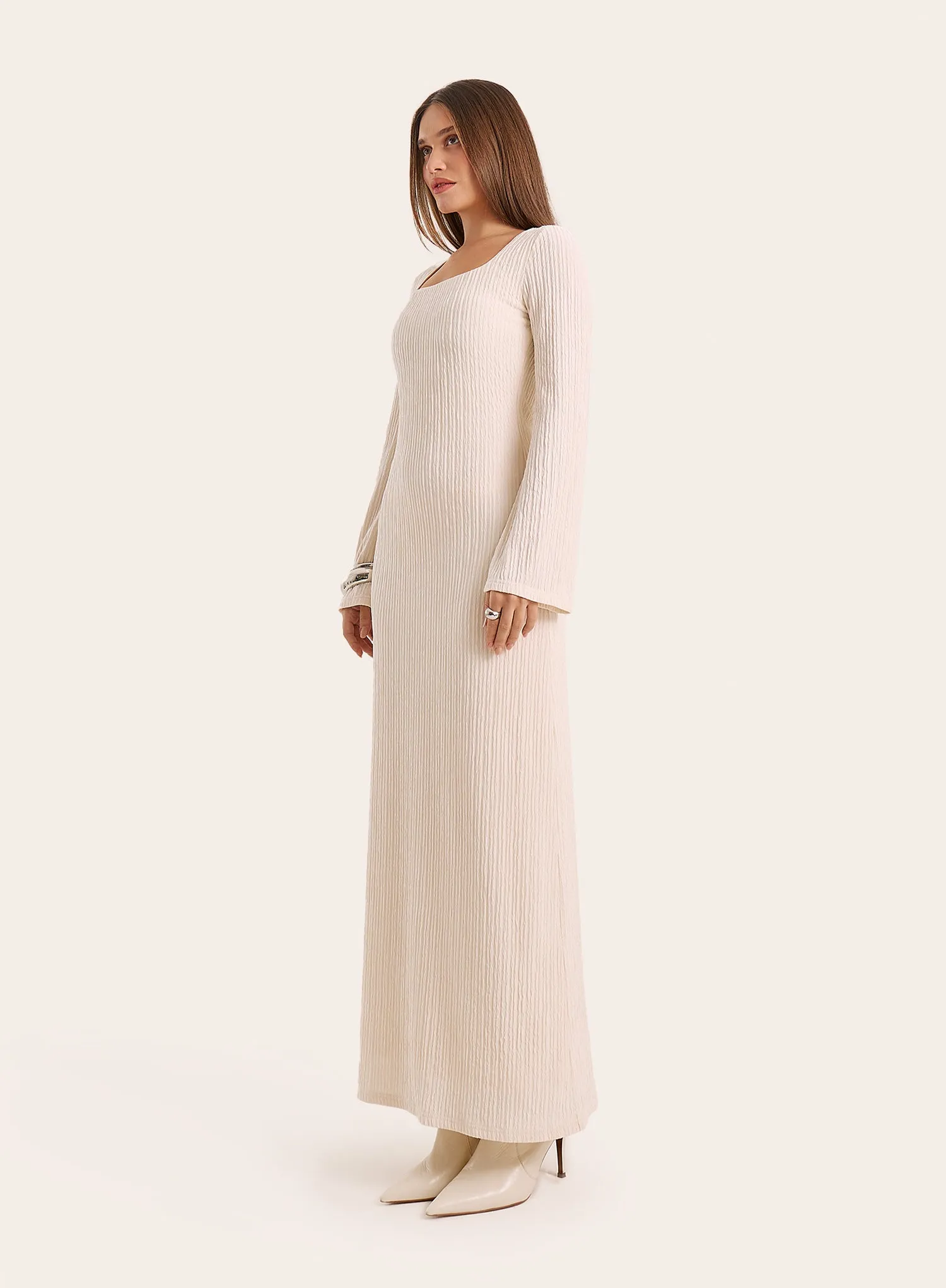 Ecru Square Neck Long Sleeve Maxi Dress sold by 4th and Reckless product image thumbnail 2