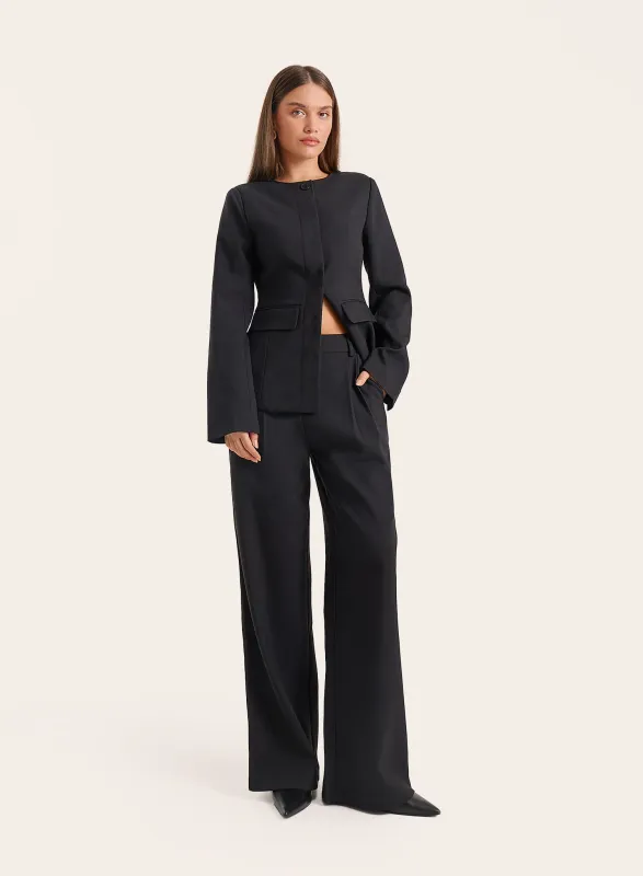 Black High Waist Wide Leg Trousers made by 4th and Reckless