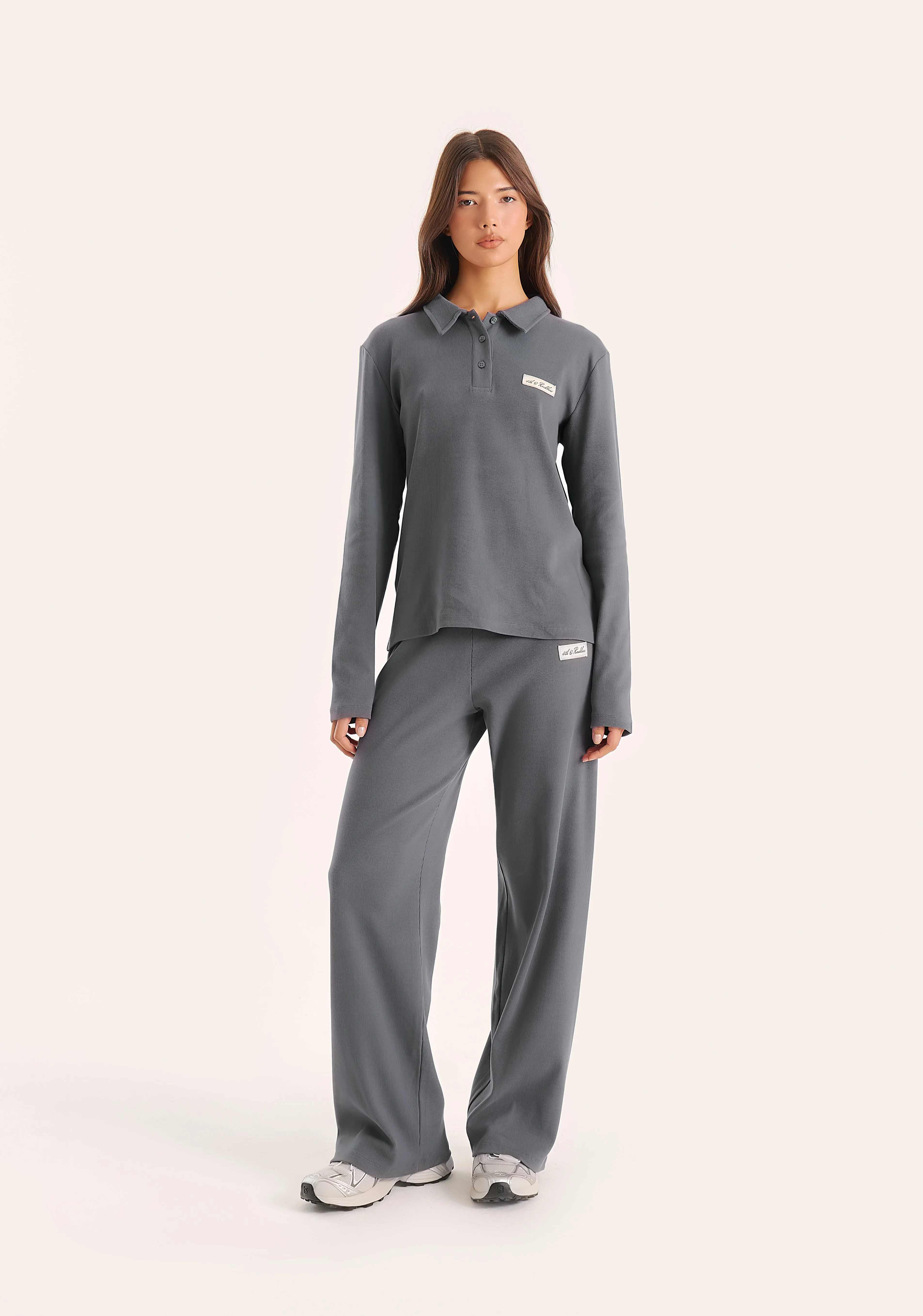 Dark Grey Fine Ribbed Jersey Long Sleeve Top sold by 4th and Reckless product image thumbnail 4