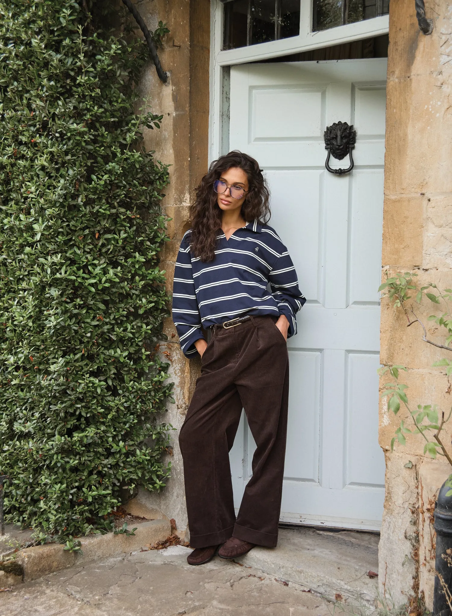 Navy And White Thin Striped Rugby Top sold by 4th and Reckless product image thumbnail 2