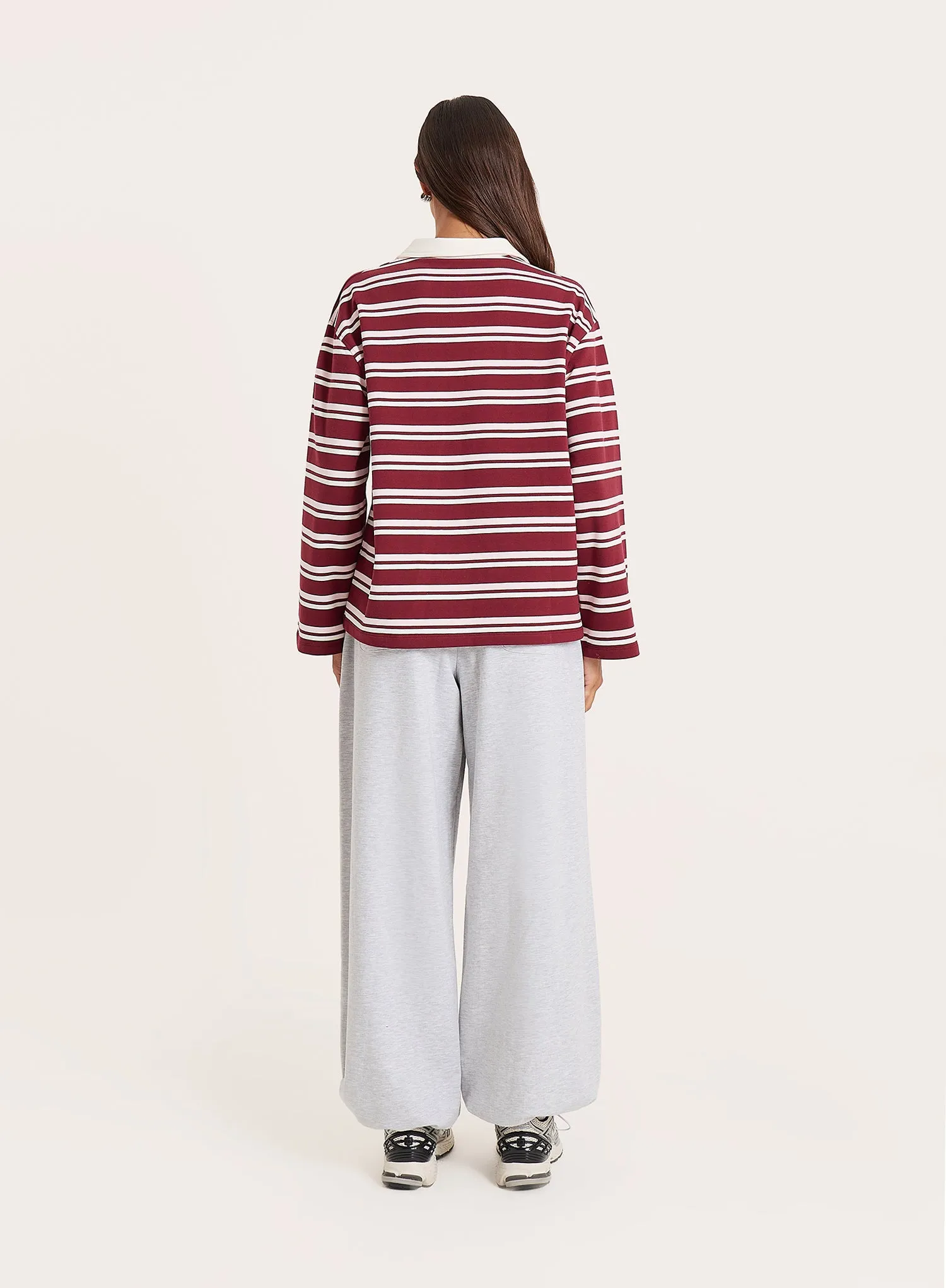 Burgundy And White Thin Striped Rugby Top sold by 4th and Reckless product image thumbnail 5