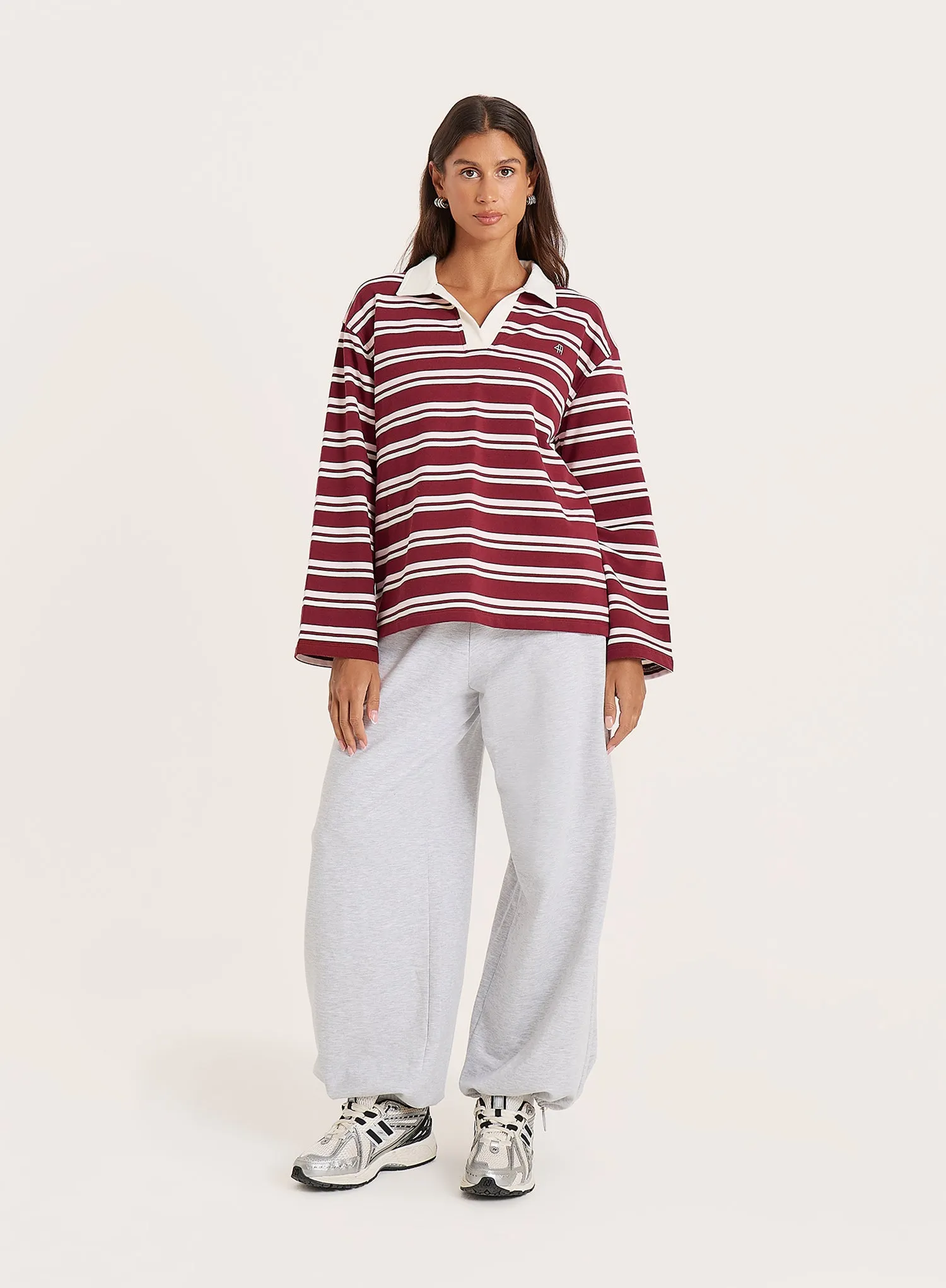 Burgundy And White Thin Striped Rugby Top sold by 4th and Reckless product image thumbnail 2