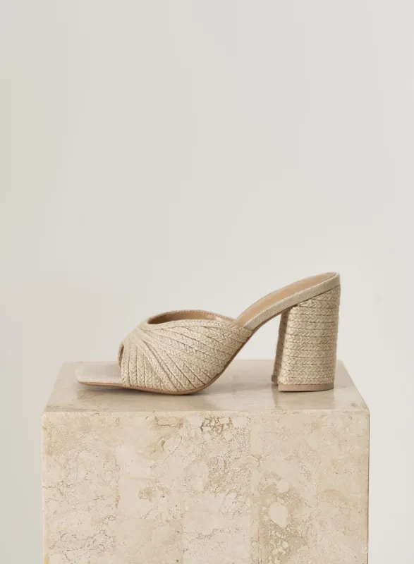 Beige Jute Heeled Mule- Mosseri sold by 4th and Reckless
