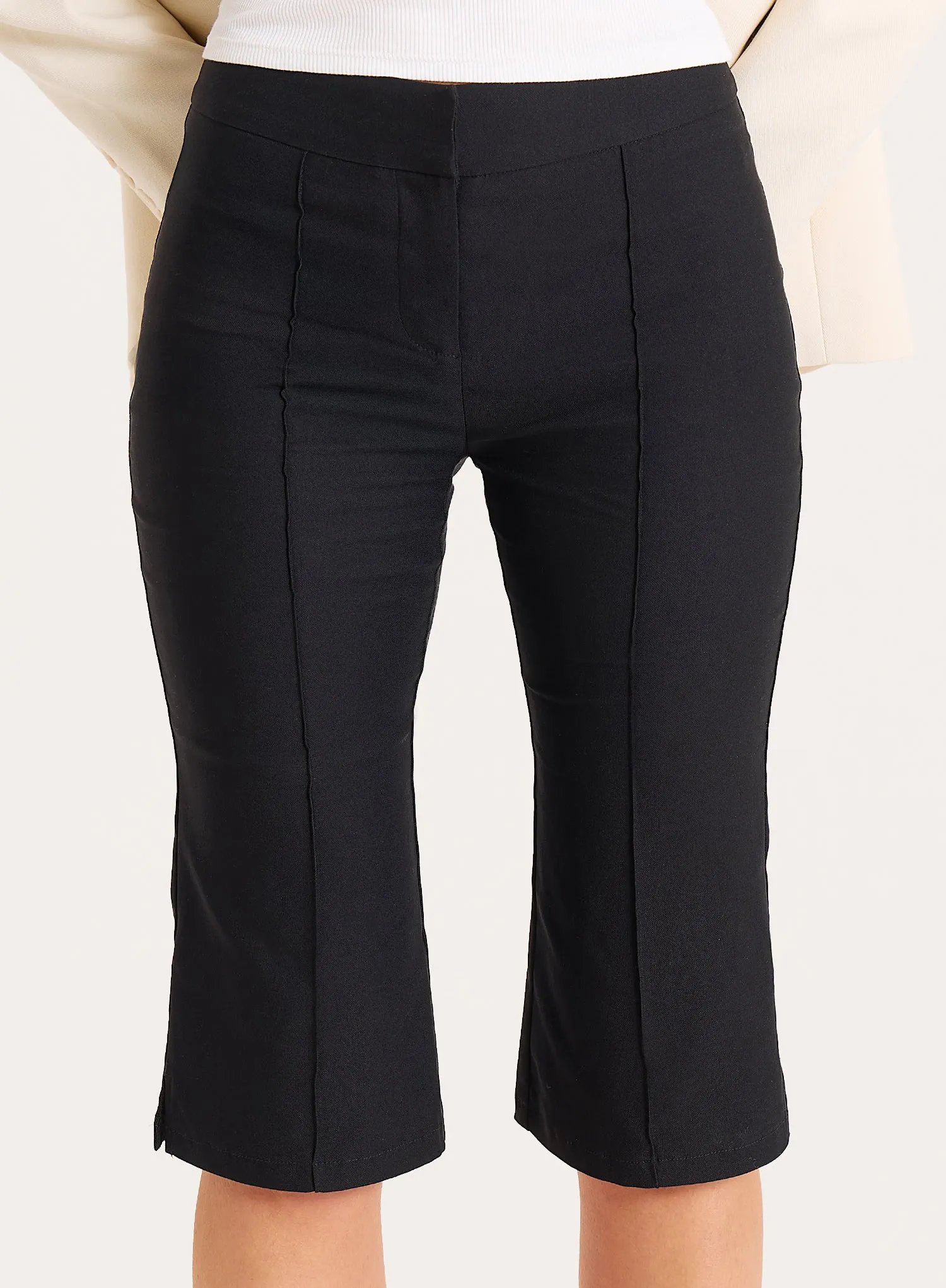 Black Flared Hem Capri Trousers sold by 4th and Reckless product image thumbnail 4