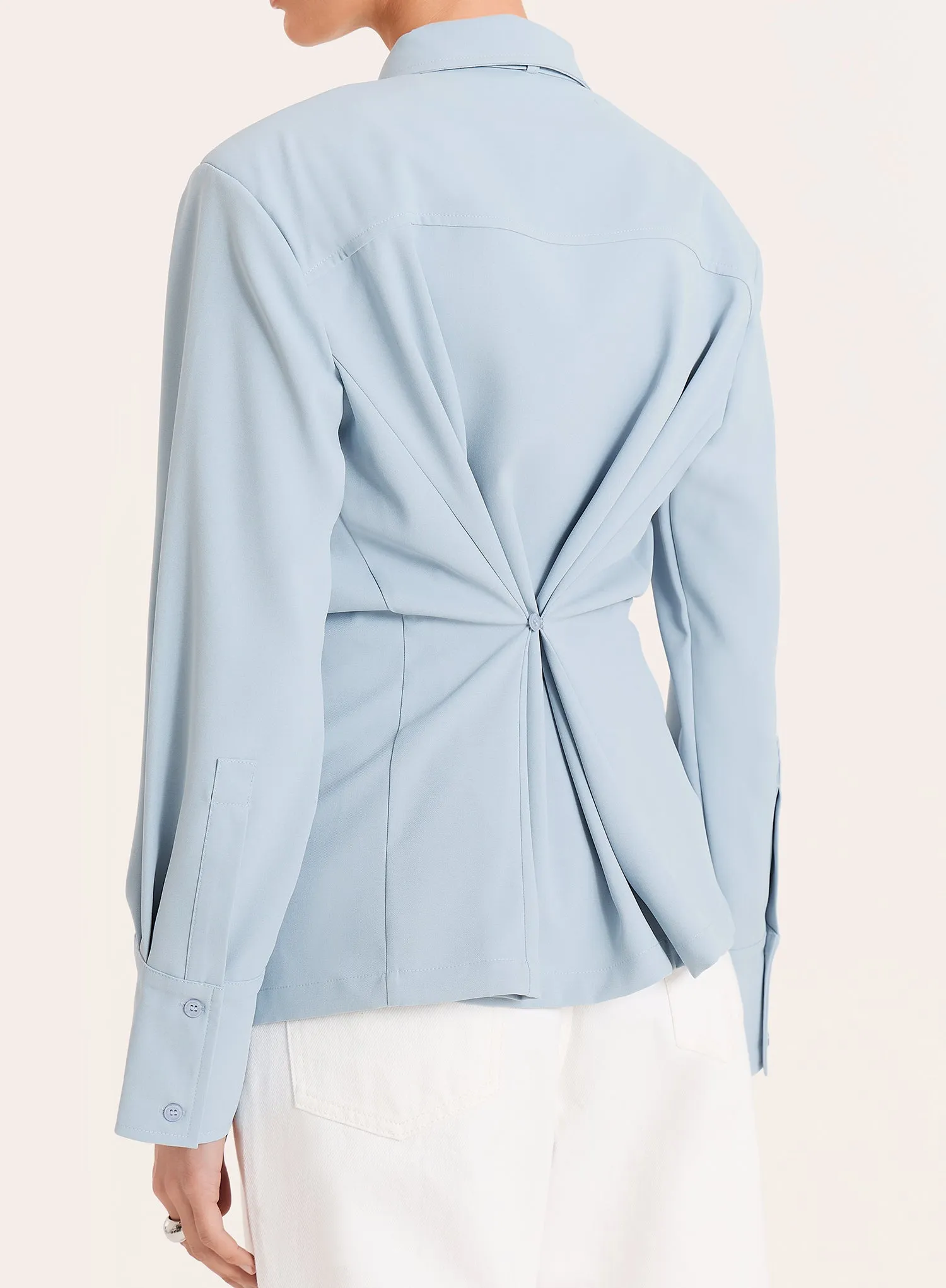 Blue Cinched Waist Tie Detail Shirt sold by 4th and Reckless product image thumbnail 5