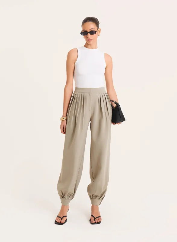 Sage Green Balloon Leg Trousers sold by 4th and Reckless