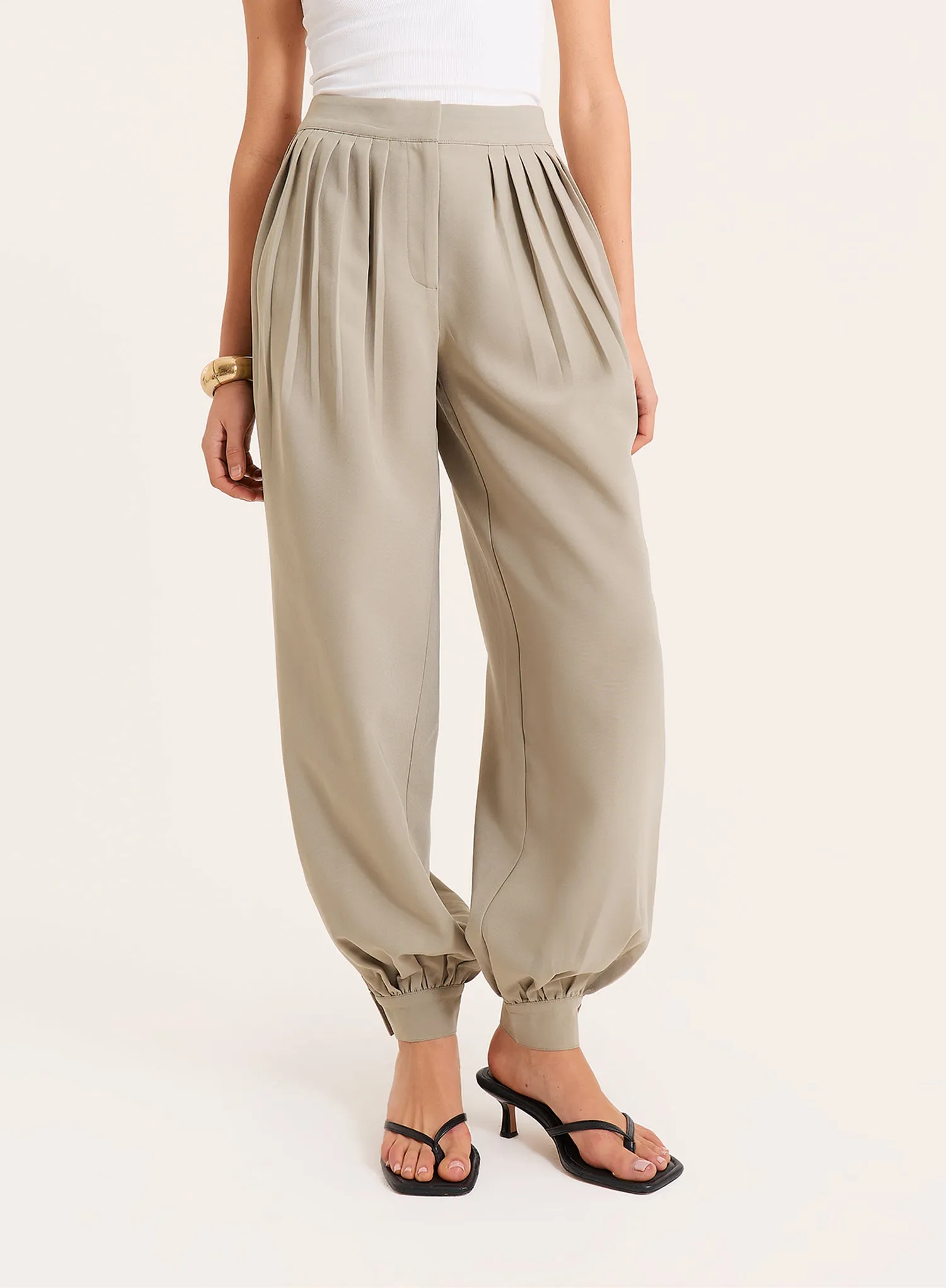 Sage Green Balloon Leg Trousers sold by 4th and Reckless product image thumbnail 5