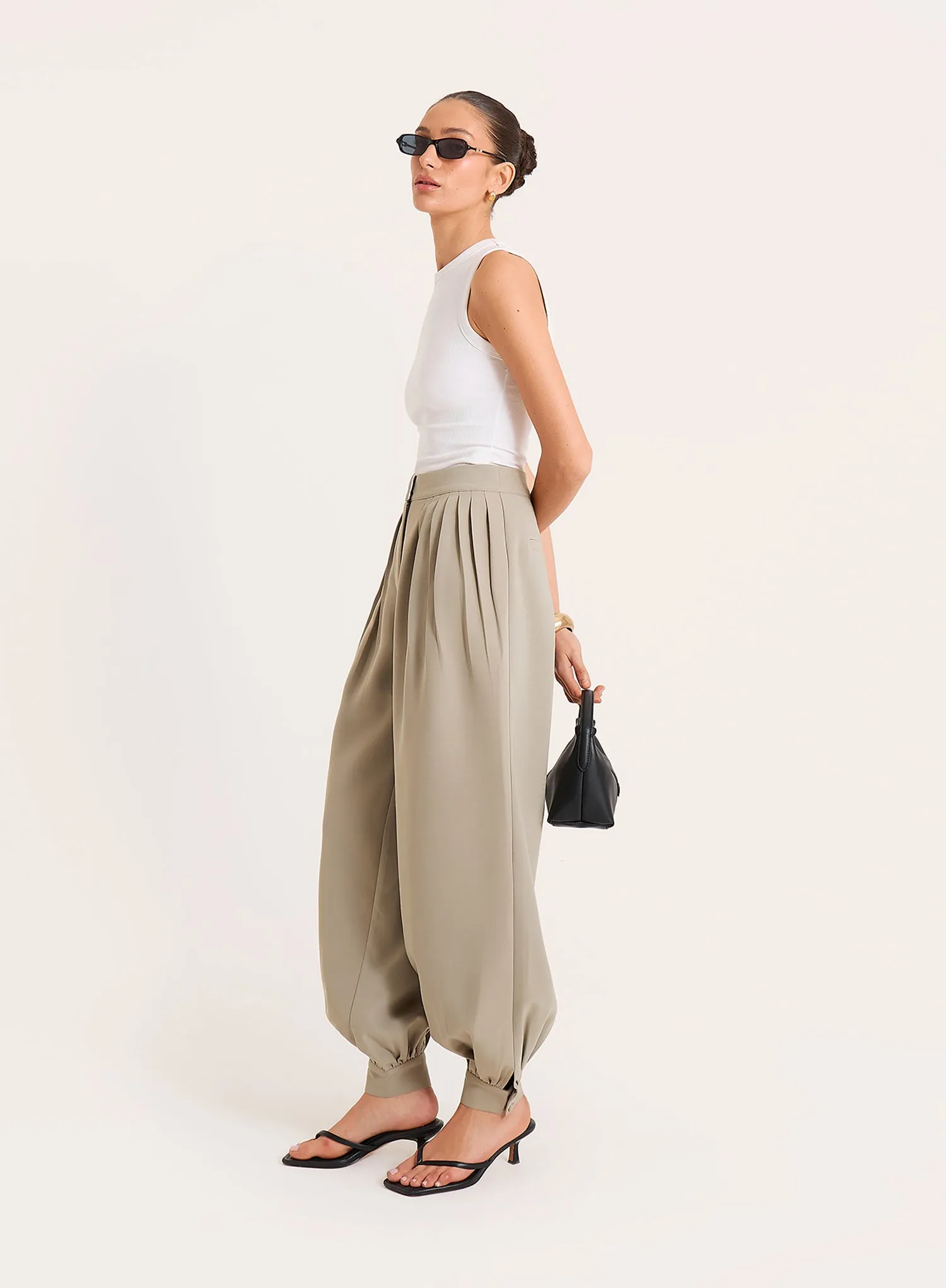 Sage Green Balloon Leg Trousers sold by 4th and Reckless product image thumbnail 2