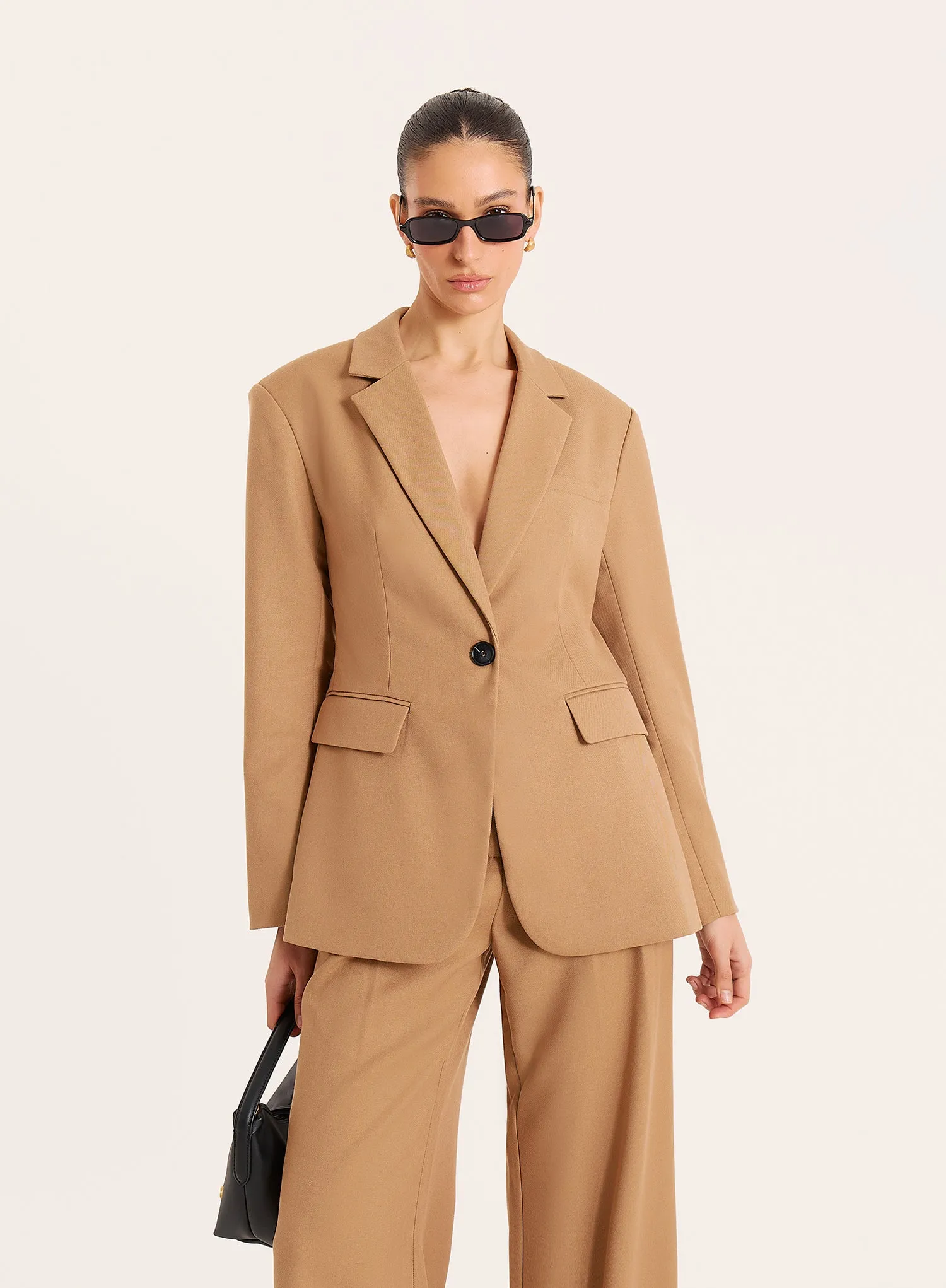 Camel Single Breasted Tailored Blazer sold by 4th and Reckless product image thumbnail 2