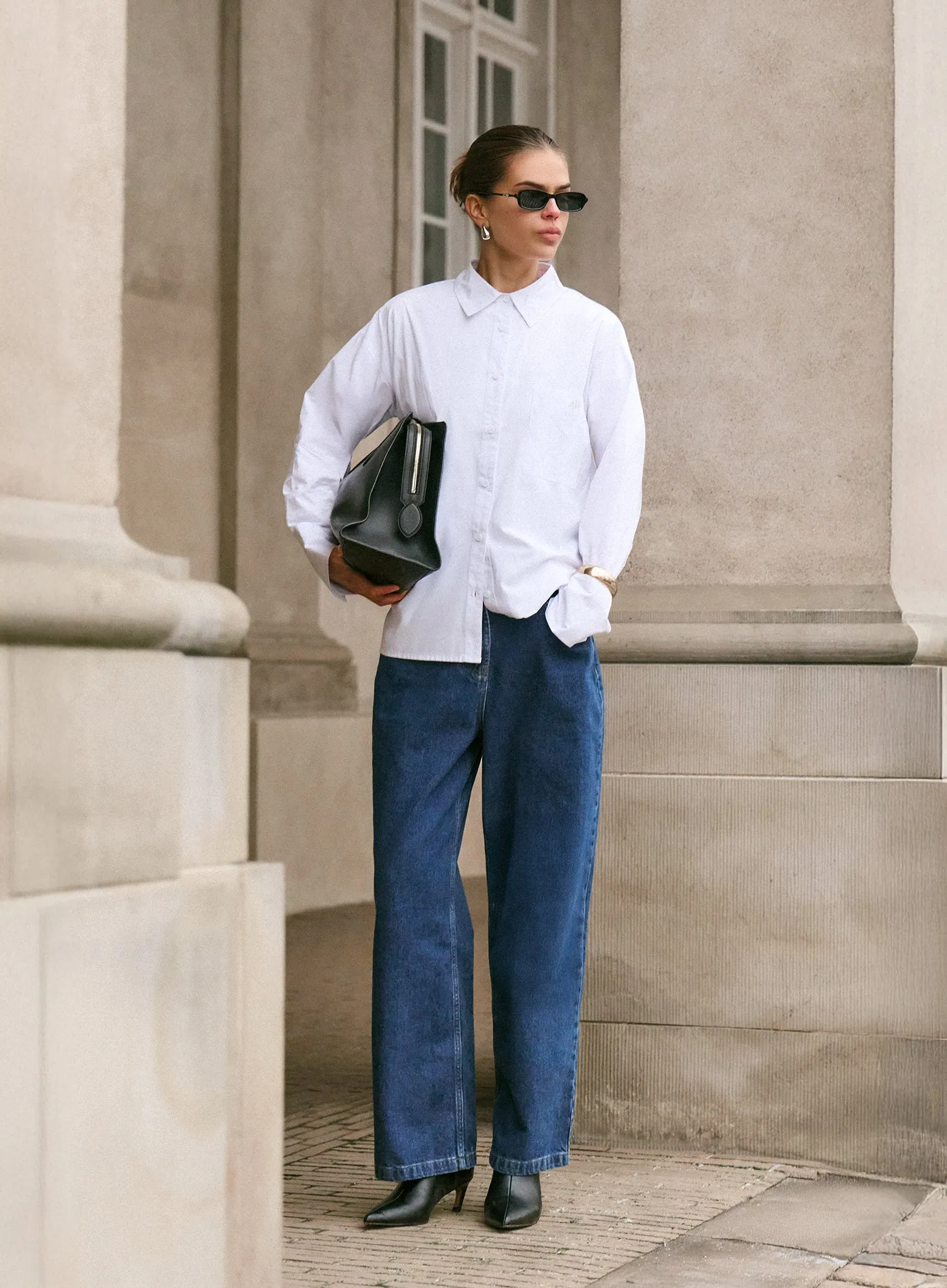 White Cotton Tie Back Detail Shirt sold by 4th and Reckless