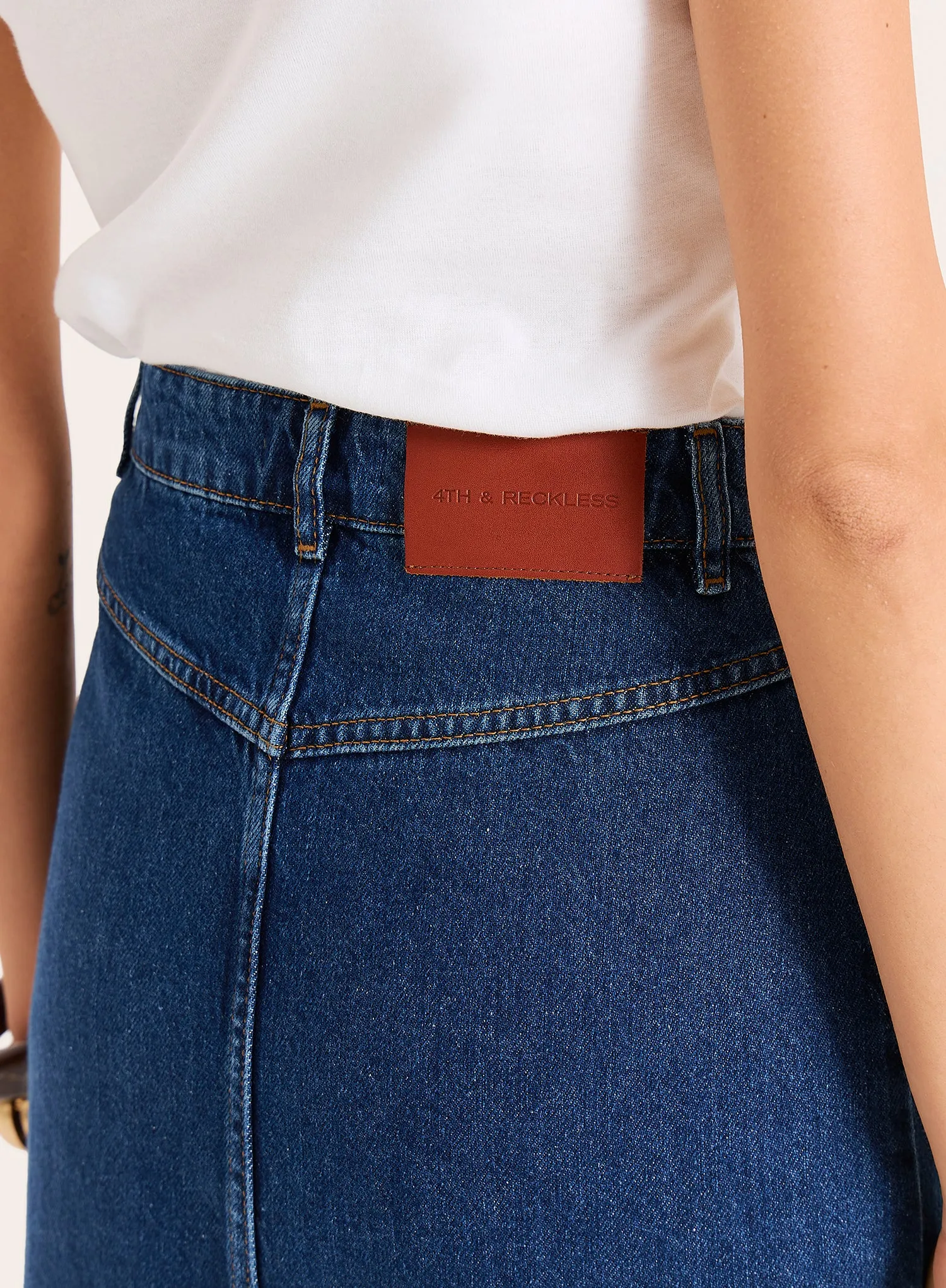 Indigo Wash Panelled Denim Maxi Skirt sold by 4th and Reckless product image thumbnail 5