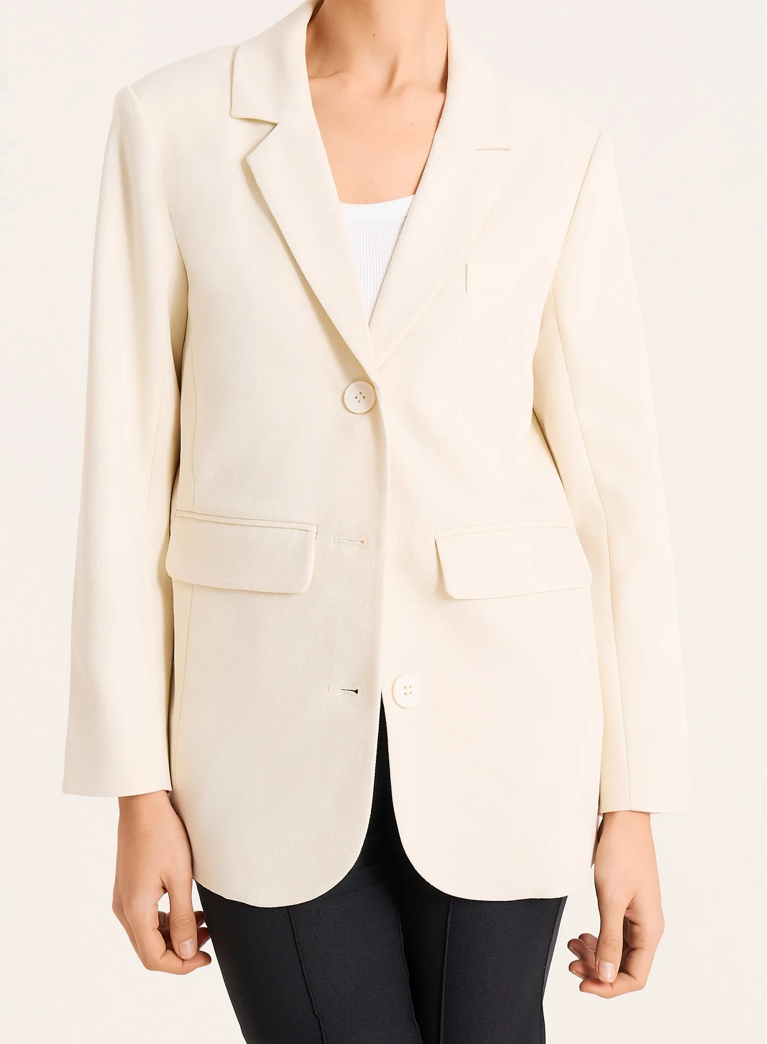Cream Single Breasted Tailored Blazer sold by 4th and Reckless product image thumbnail 3