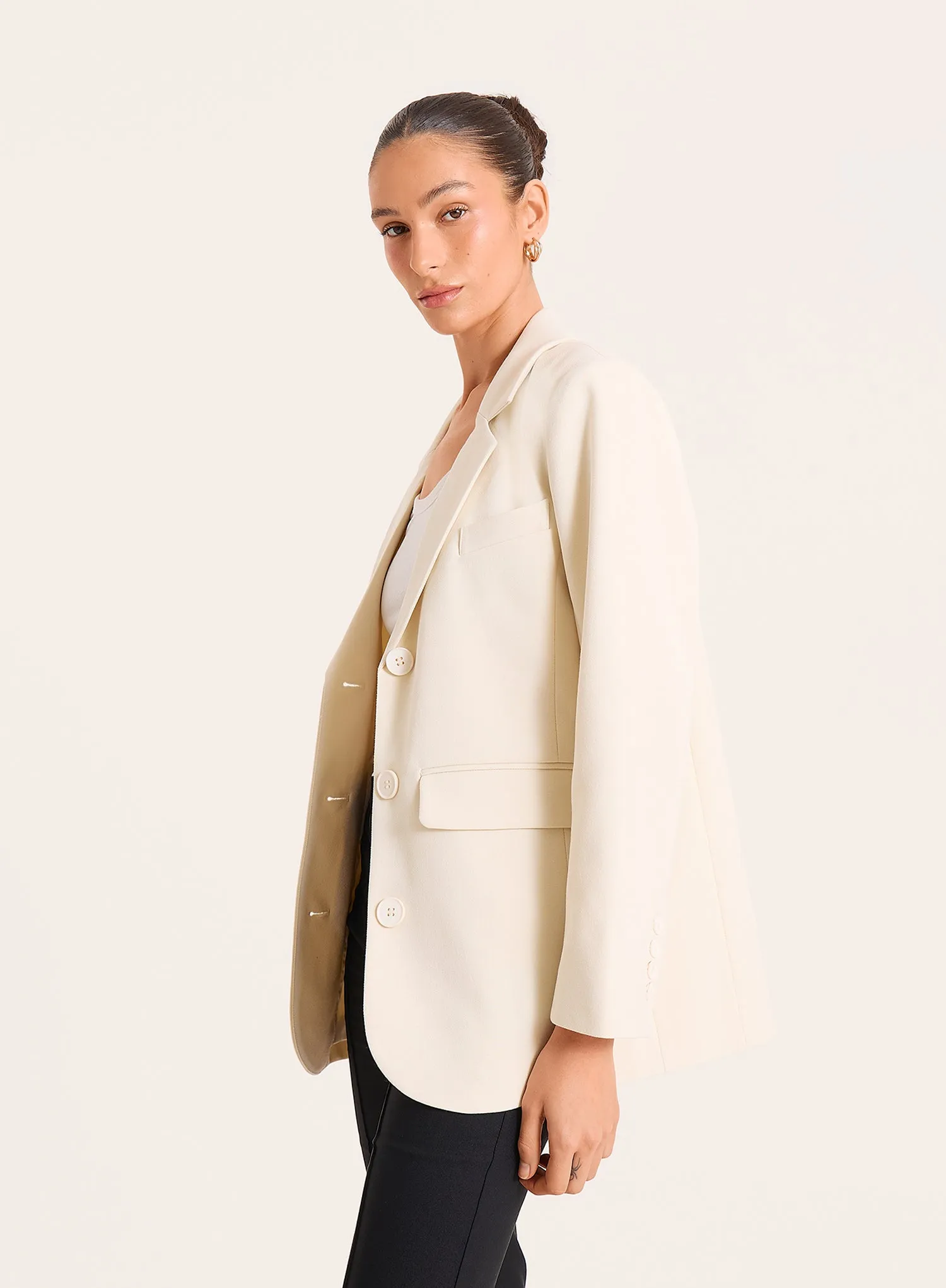 Cream Single Breasted Tailored Blazer sold by 4th and Reckless product image thumbnail 4