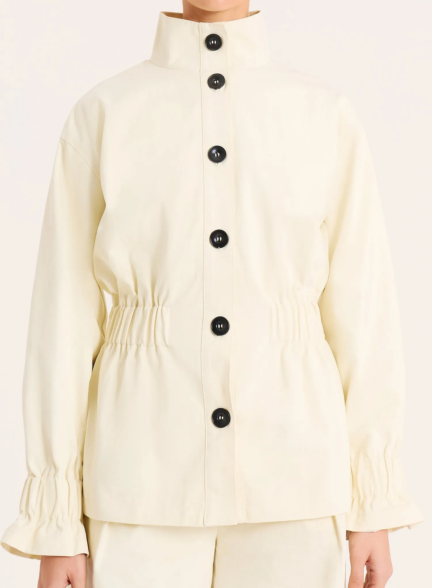 Cream Funnel Neck Cinched Waist Jacket sold by 4th and Reckless product image thumbnail 3